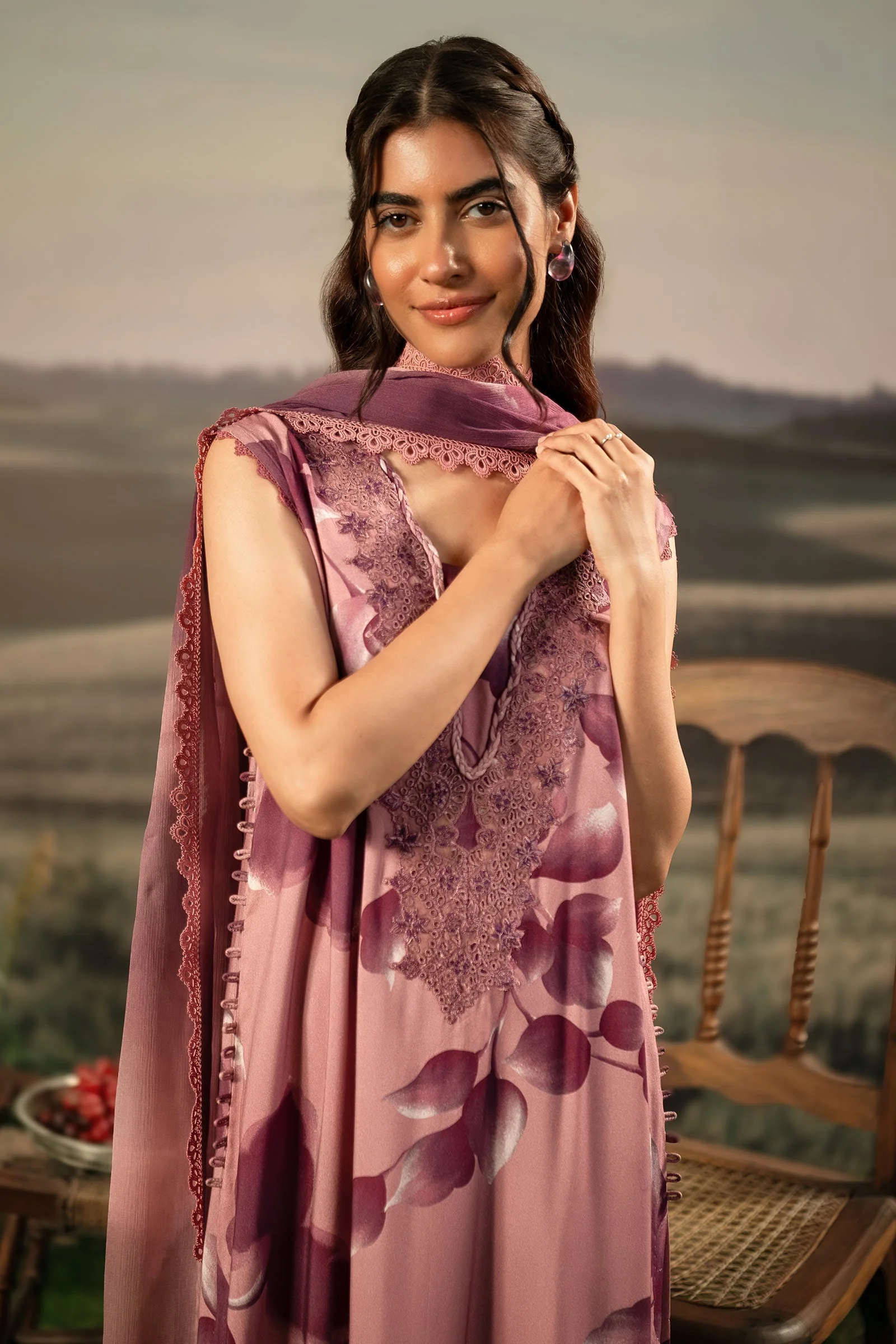 3 Pc Unstitched Embroidered Arabic Lawn Suit | MB-PFUS25-01A - Image 5