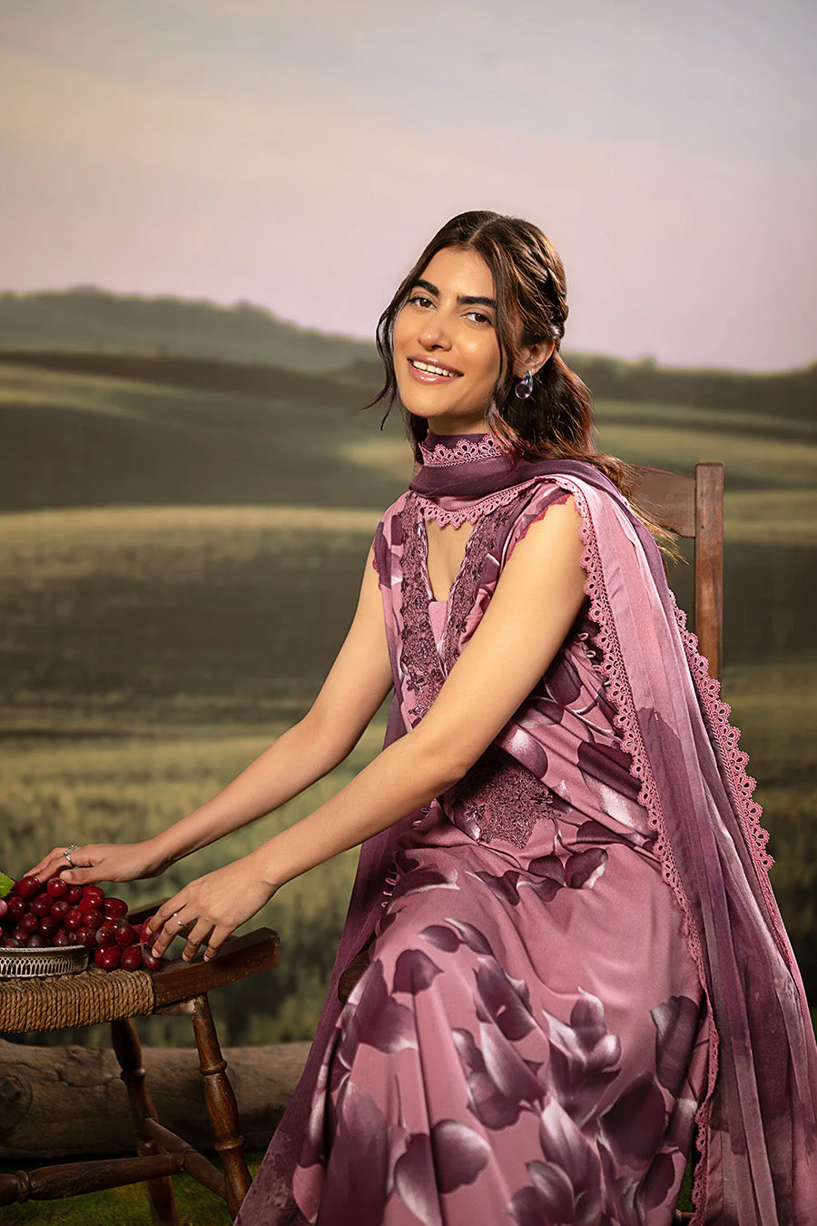 3 Pc Unstitched Embroidered Arabic Lawn Suit | MB-PFUS25-01A - Image 7