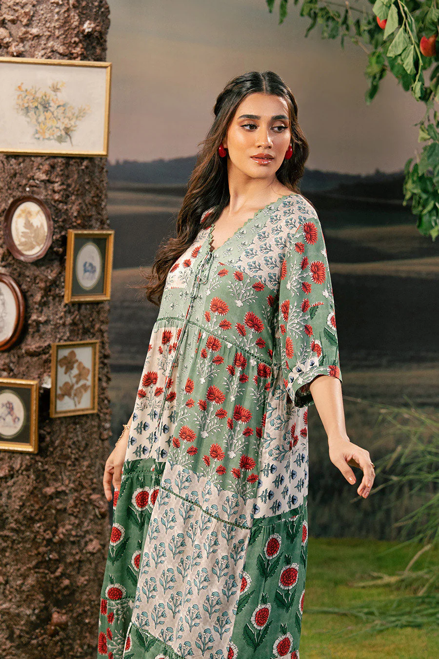 3 Pc Unstitched Embroidered Arabic Lawn Suit | MB-PFUS25-02B - Image 3