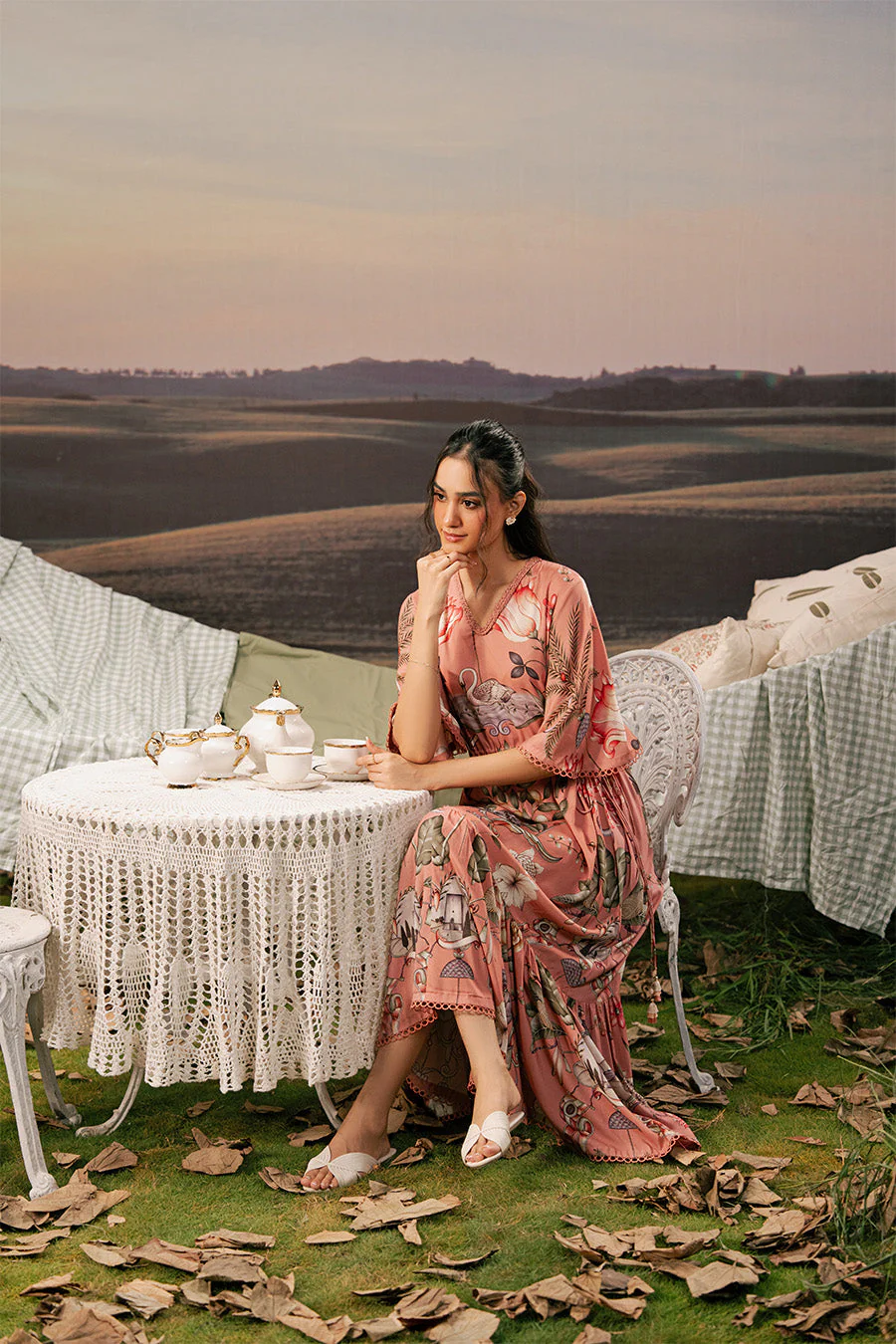 3 Pc Unstitched Embroidered Arabic Lawn Suit | MB-PFUS25-04B - Image 5