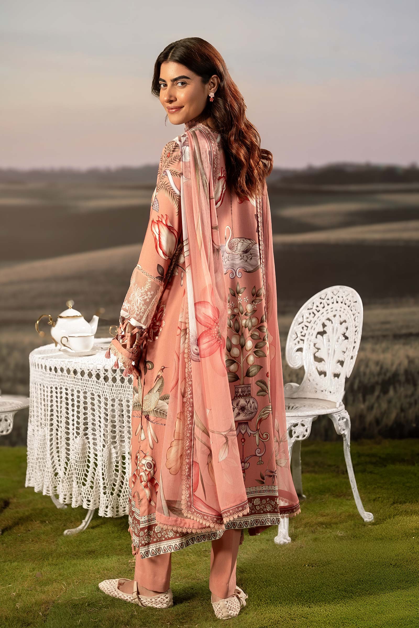 3 Pc Unstitched Embroidered Arabic Lawn Suit | MB-PFUS25-04B - Image 9