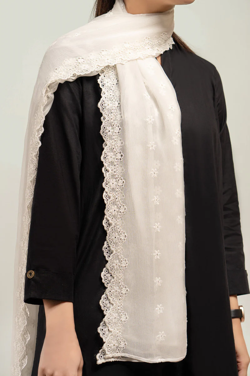Scarf Dupatta-MB-SS21-15-White - Image 2