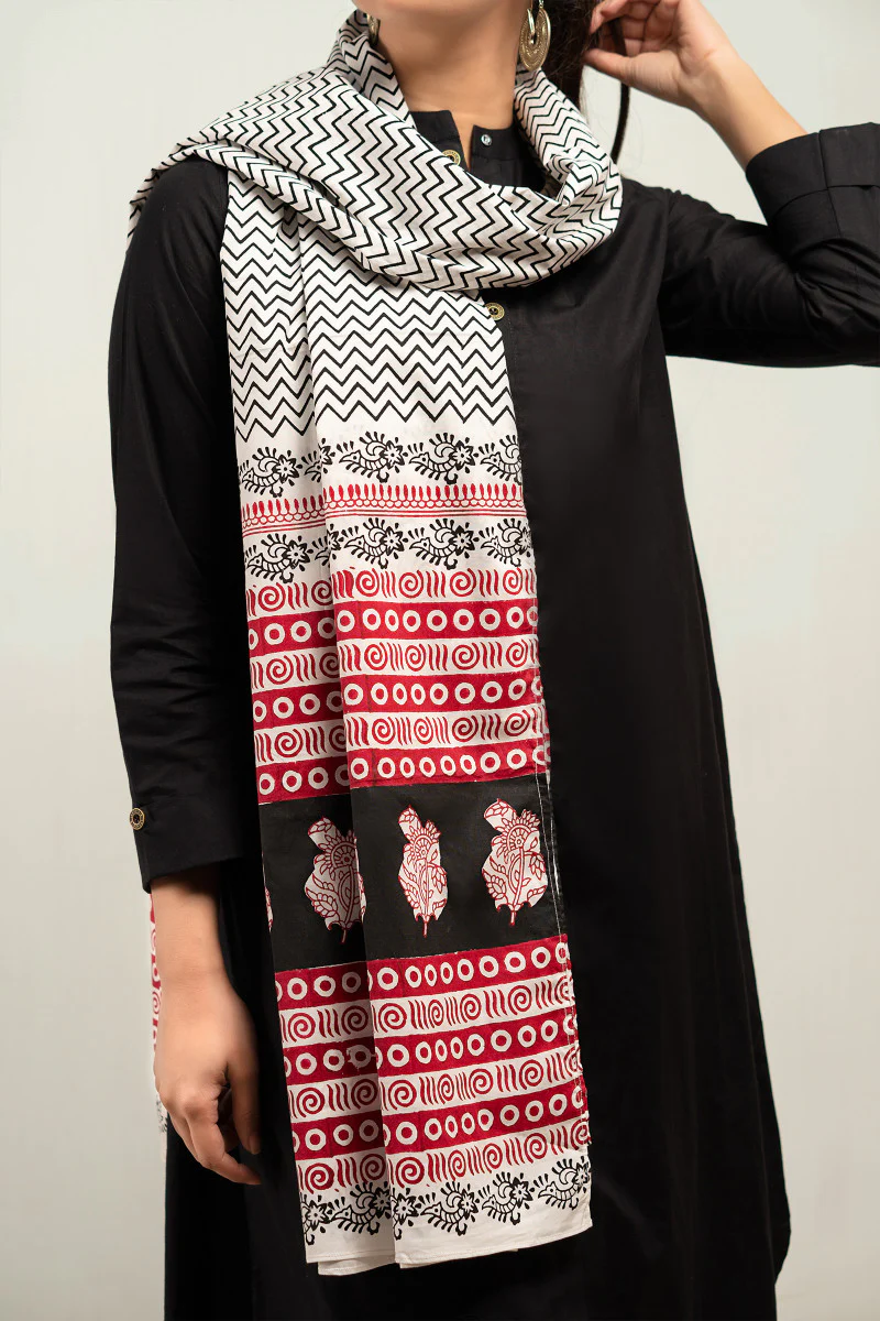 Scarf Dupatta-MB-SS21-99-White - Image 2