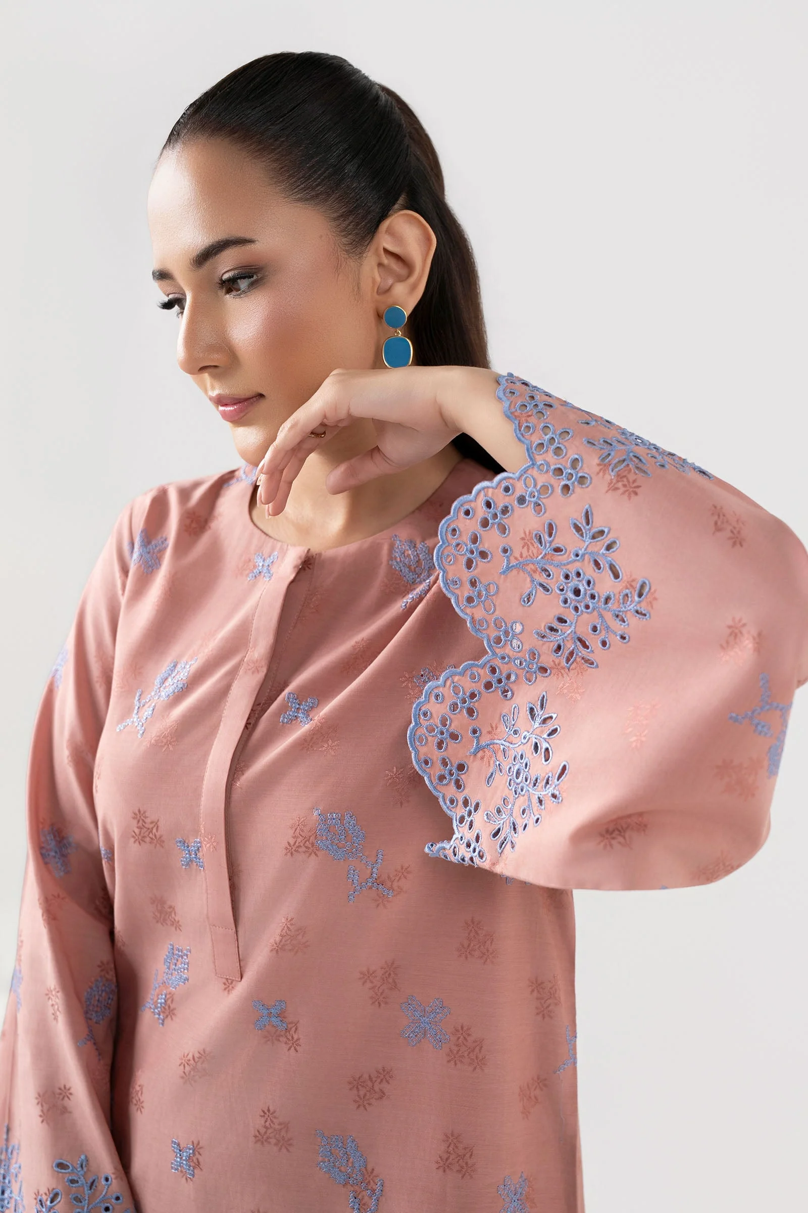 2 Pc Embroidered Dobby Viscose Suit - Image 3
