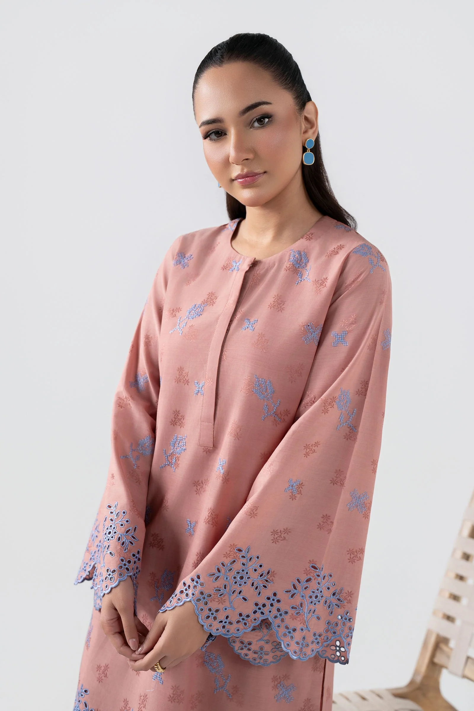 2 Pc Embroidered Dobby Viscose Suit - Image 4