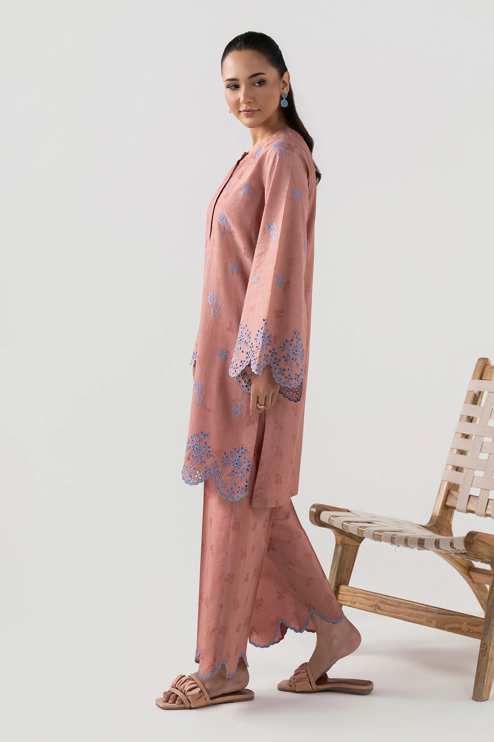 2 Pc Embroidered Dobby Viscose Suit - Image 5