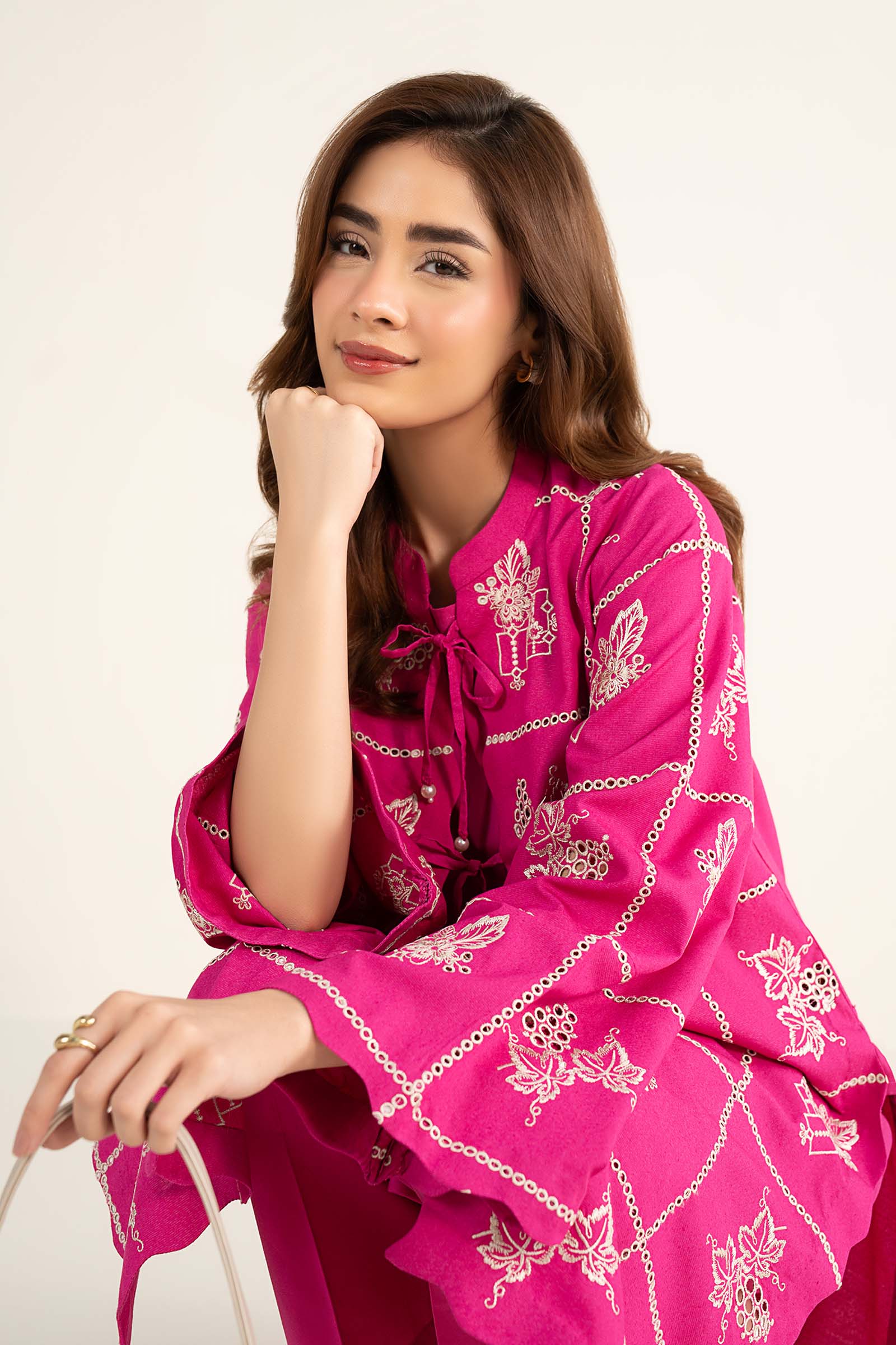 3 Pc Embroidered Karandi Suit - Image 2