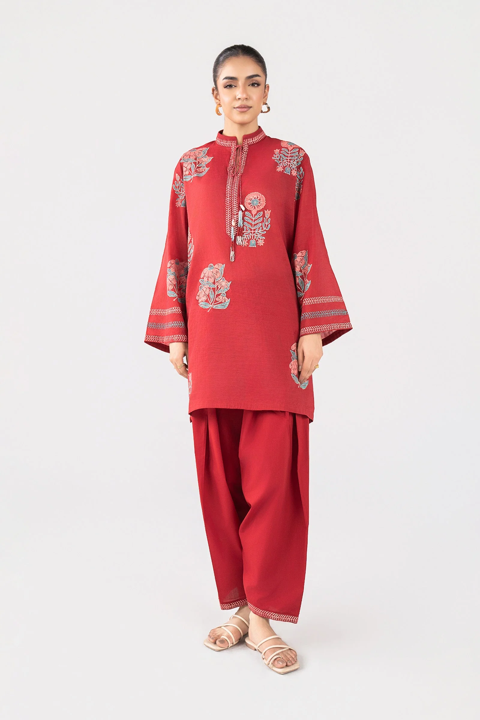 2 Pc Block Printed Paper Lawn Suit - Image 2