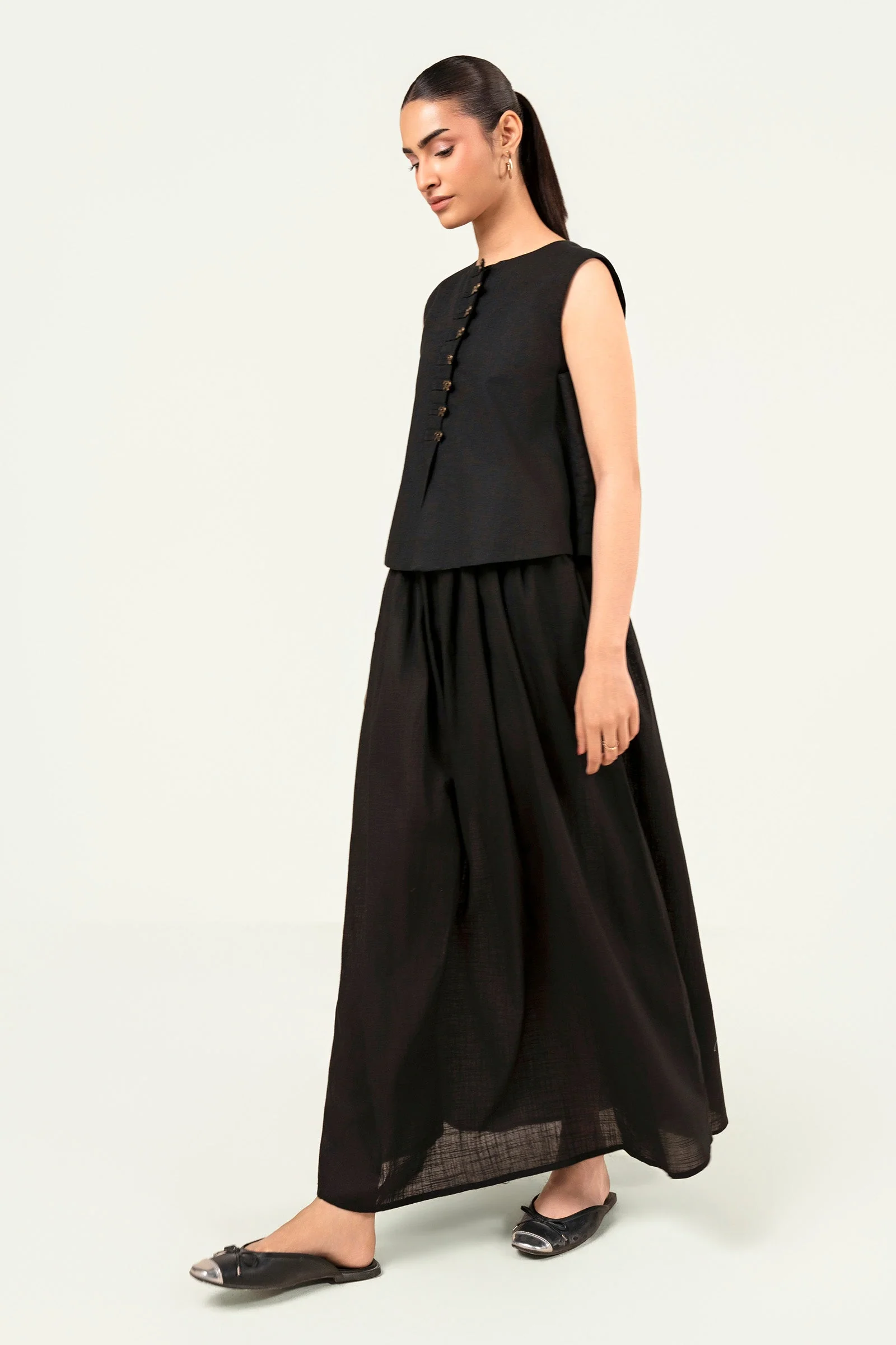 2 Pc Dyed Crosshatch Linen Skirt Set - Image 5