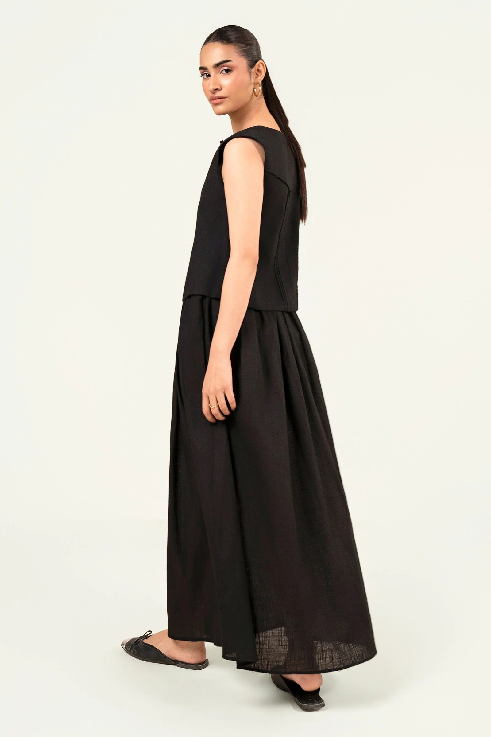2 Pc Dyed Crosshatch Linen Skirt Set - Image 6