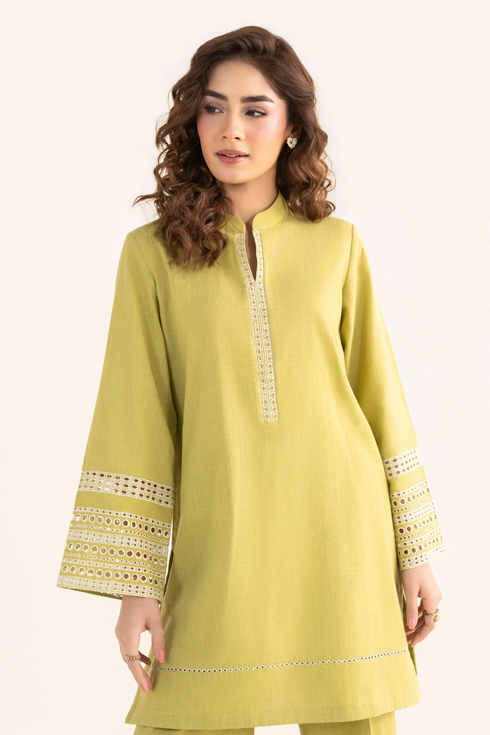2 Pc Embroidered Crosshatch Linen Suit - Image 3
