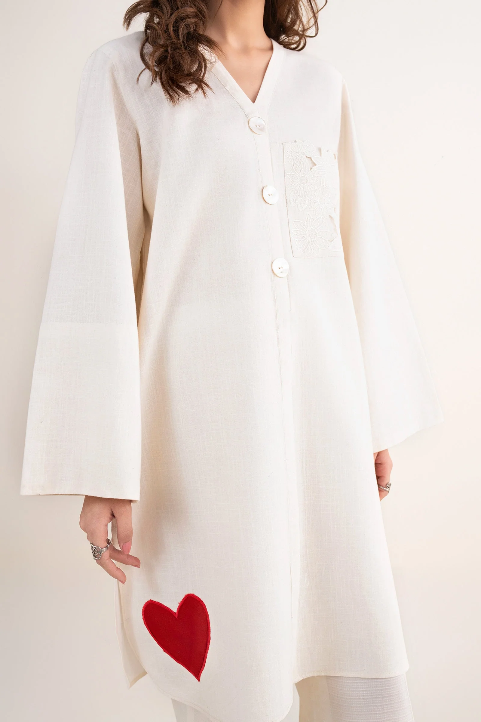 2 Pc Embroidered Crosshatch Linen Suit - Image 7