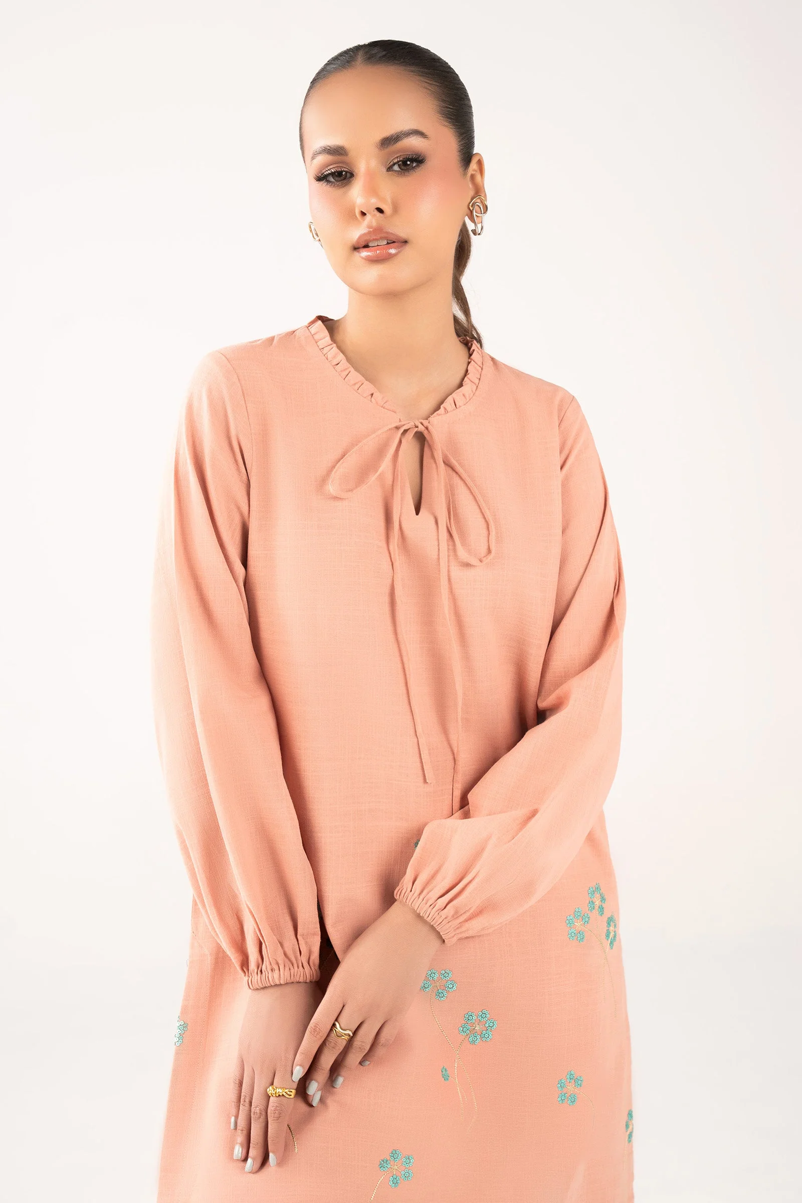 2 Pc Embroidered Crosshatch Linen Suit - Image 3