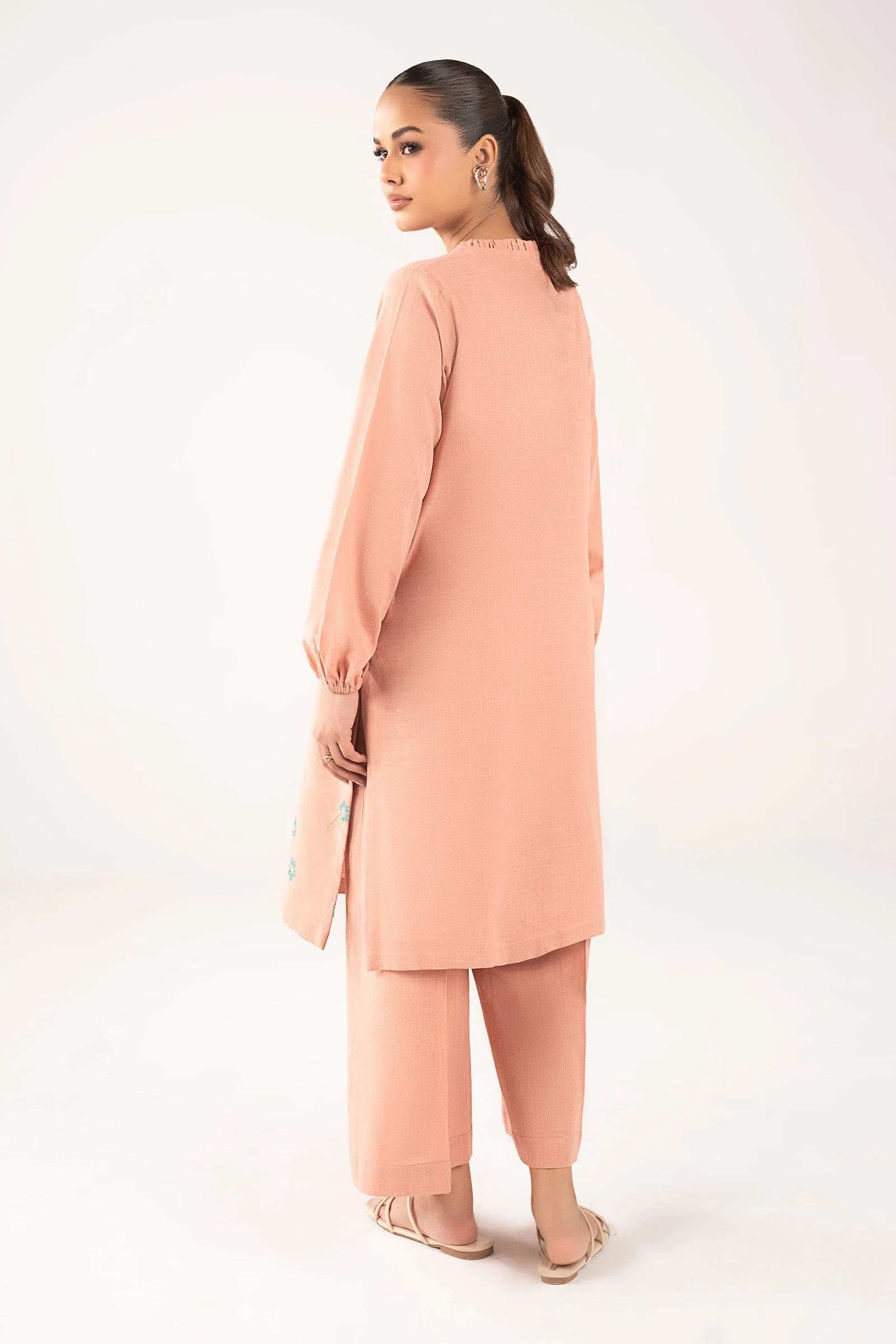 2 Pc Embroidered Crosshatch Linen Suit - Image 7