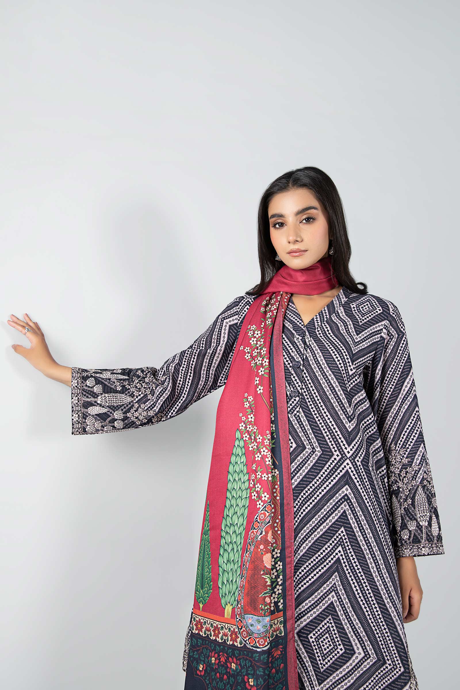 3 Piece - Khaddar Suit | MB-US23-208-A - Image 2