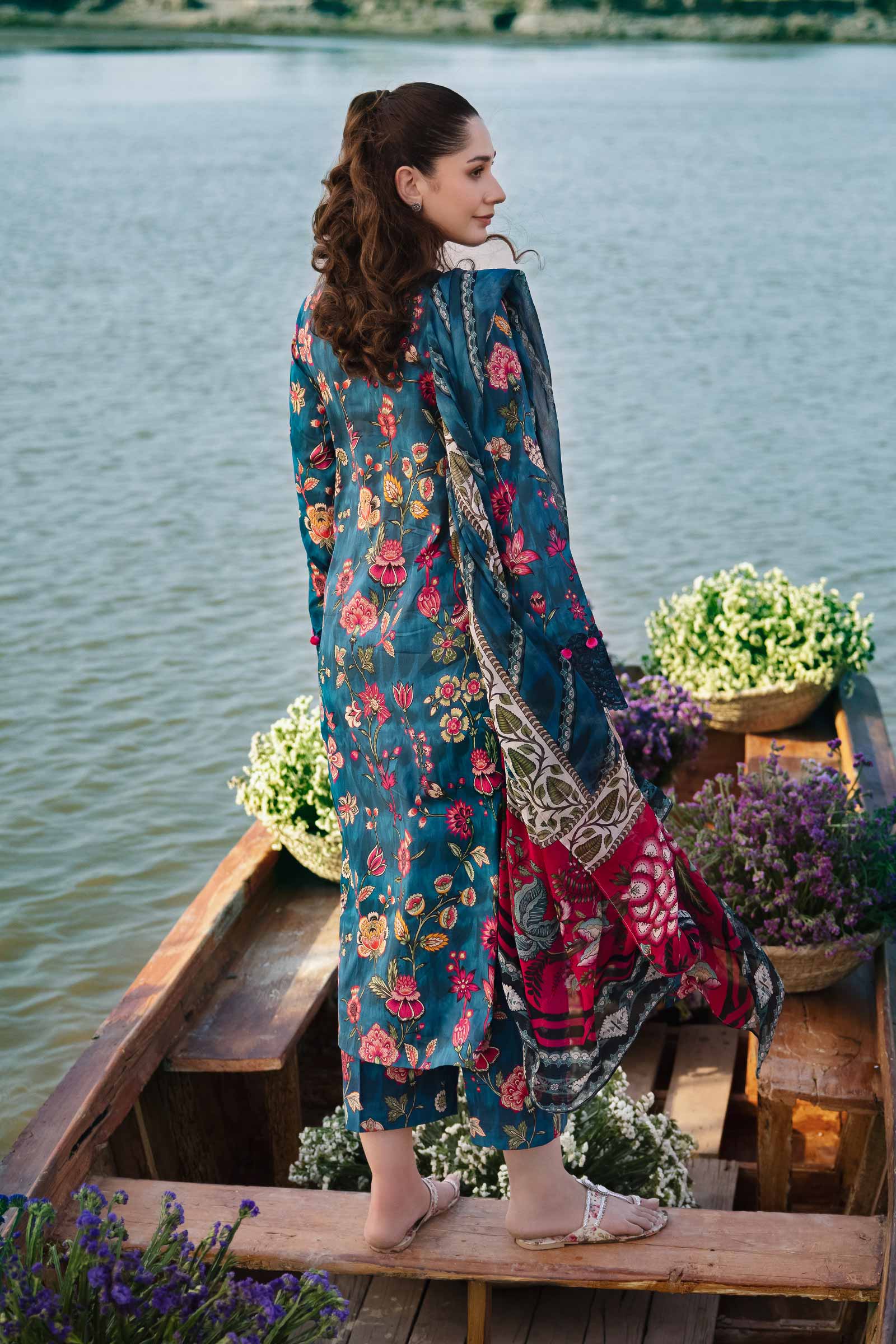 3 Piece Unstitched Embroidered Suit | 402-A - Image 4