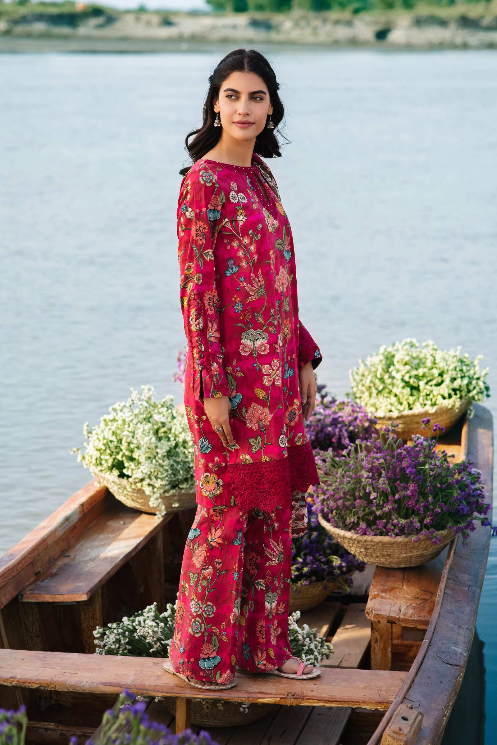 3 Piece Unstitched Embroidered Suit | 402-B - Image 3