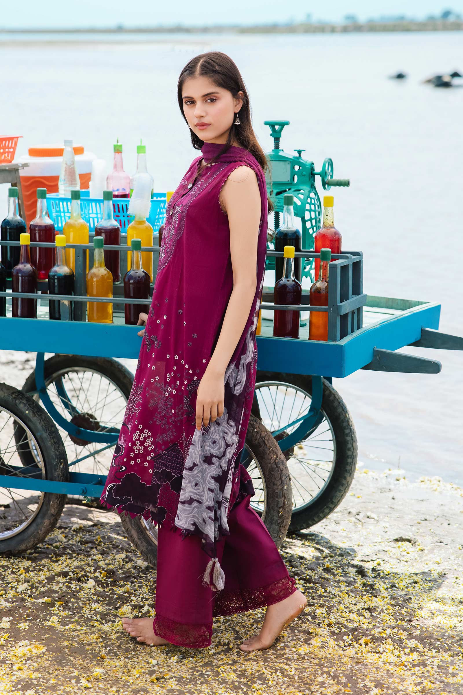 3 Piece Unstitched Embroidered Suit | 403-B - Image 3