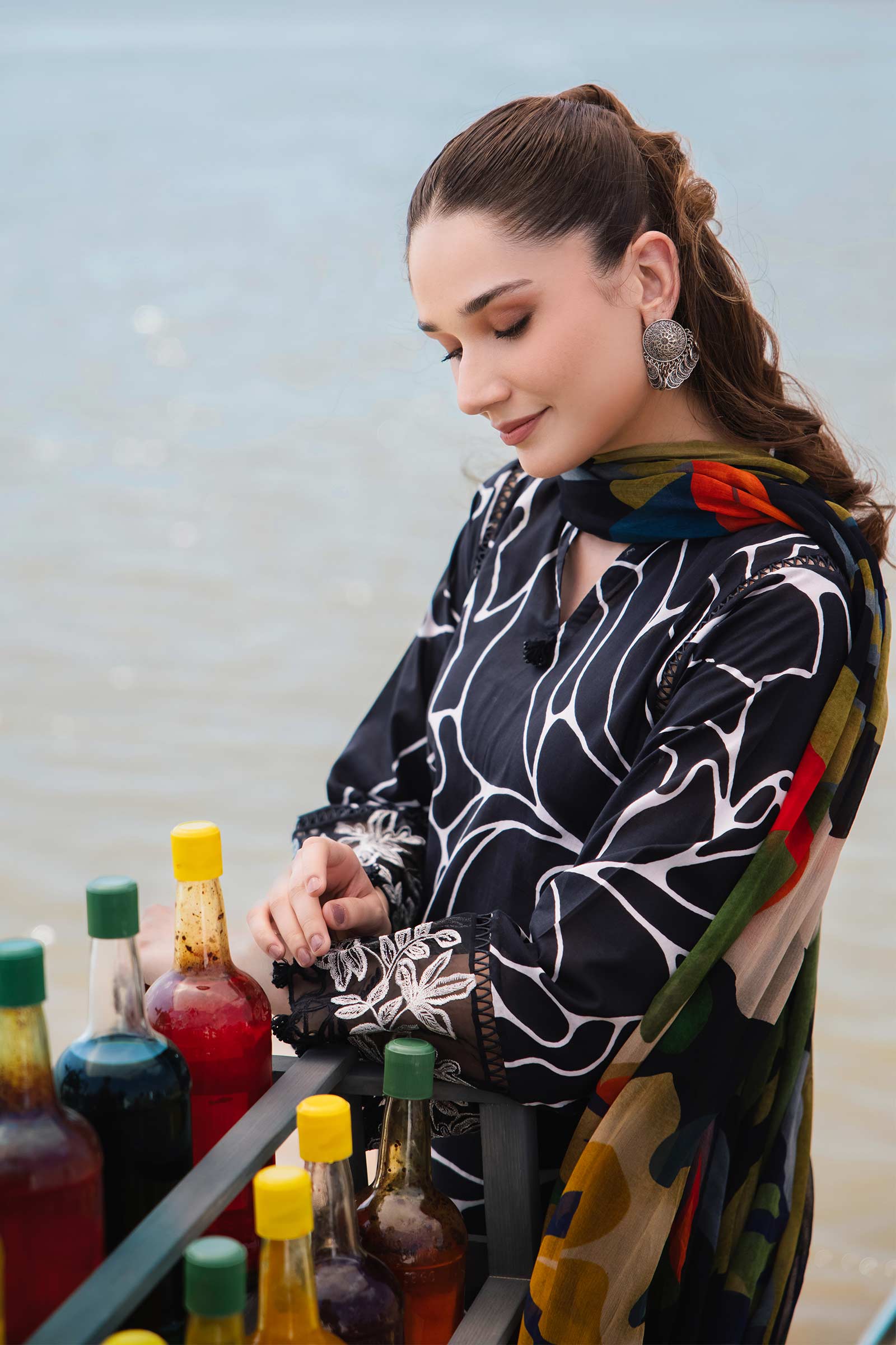 3 Piece Unstitched Embroidered Suit | 404-B - Image 2
