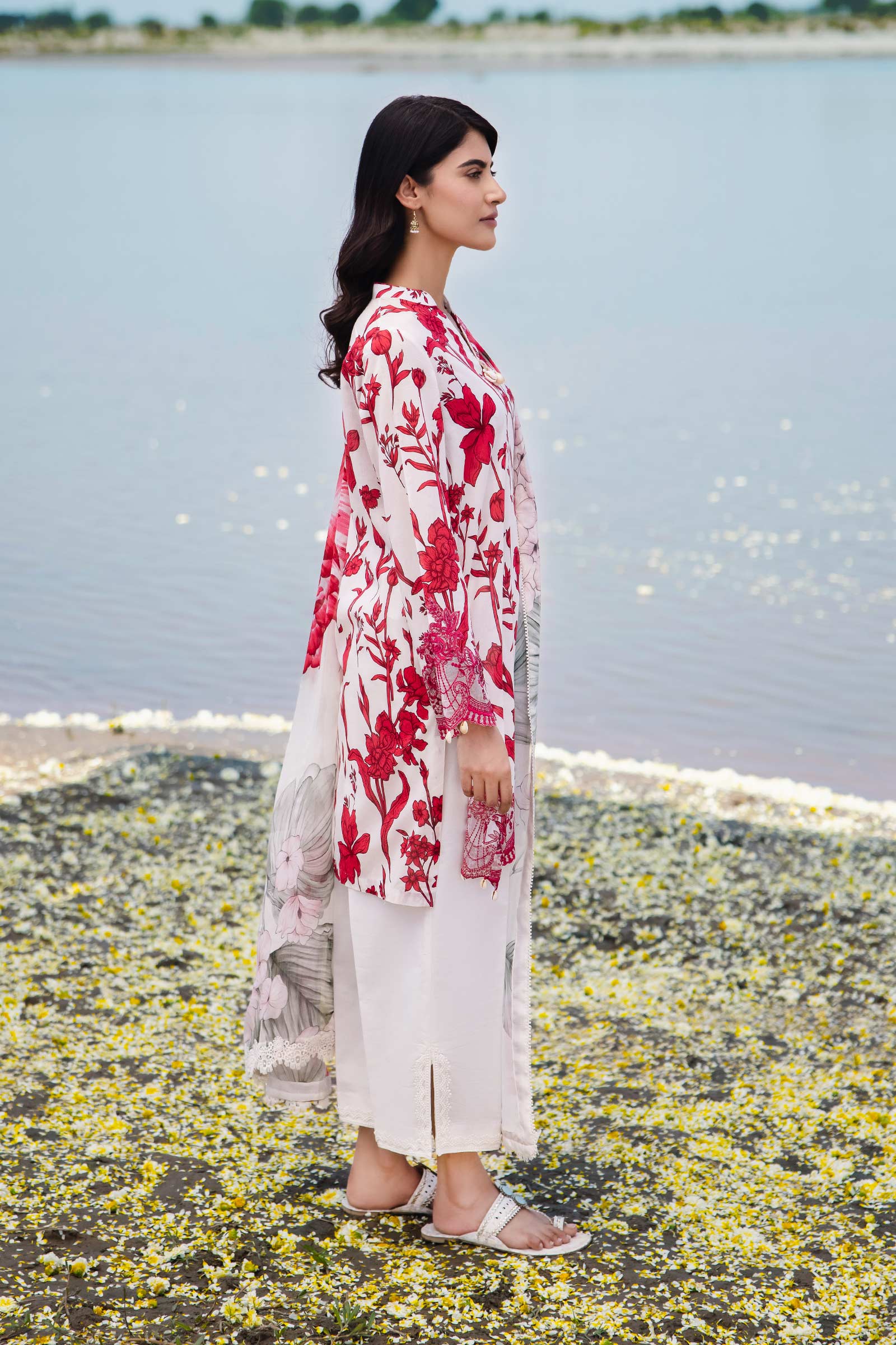 3 Piece Unstitched Embroidered Suit | 405-A - Image 3