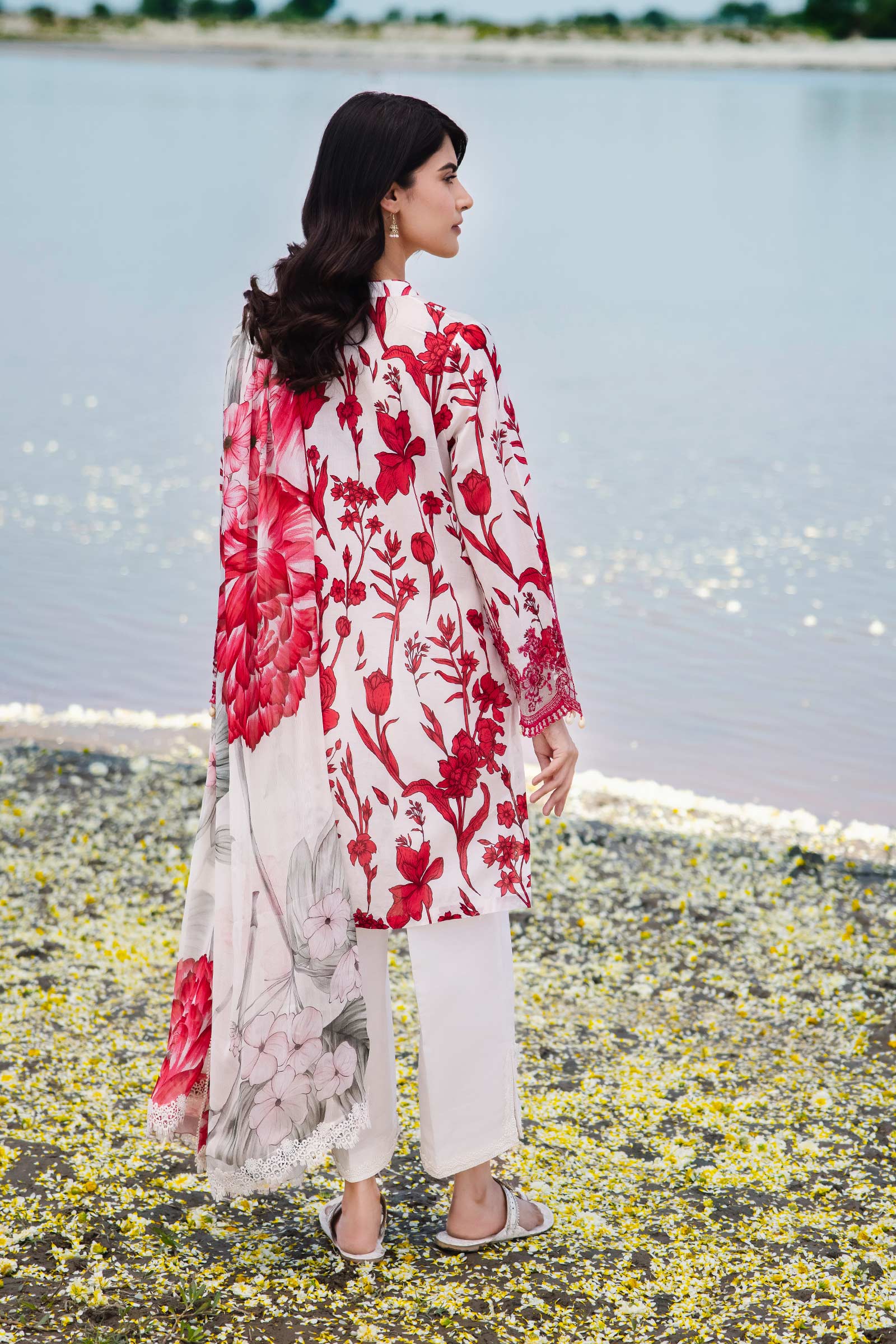 3 Piece Unstitched Embroidered Suit | 405-A - Image 4