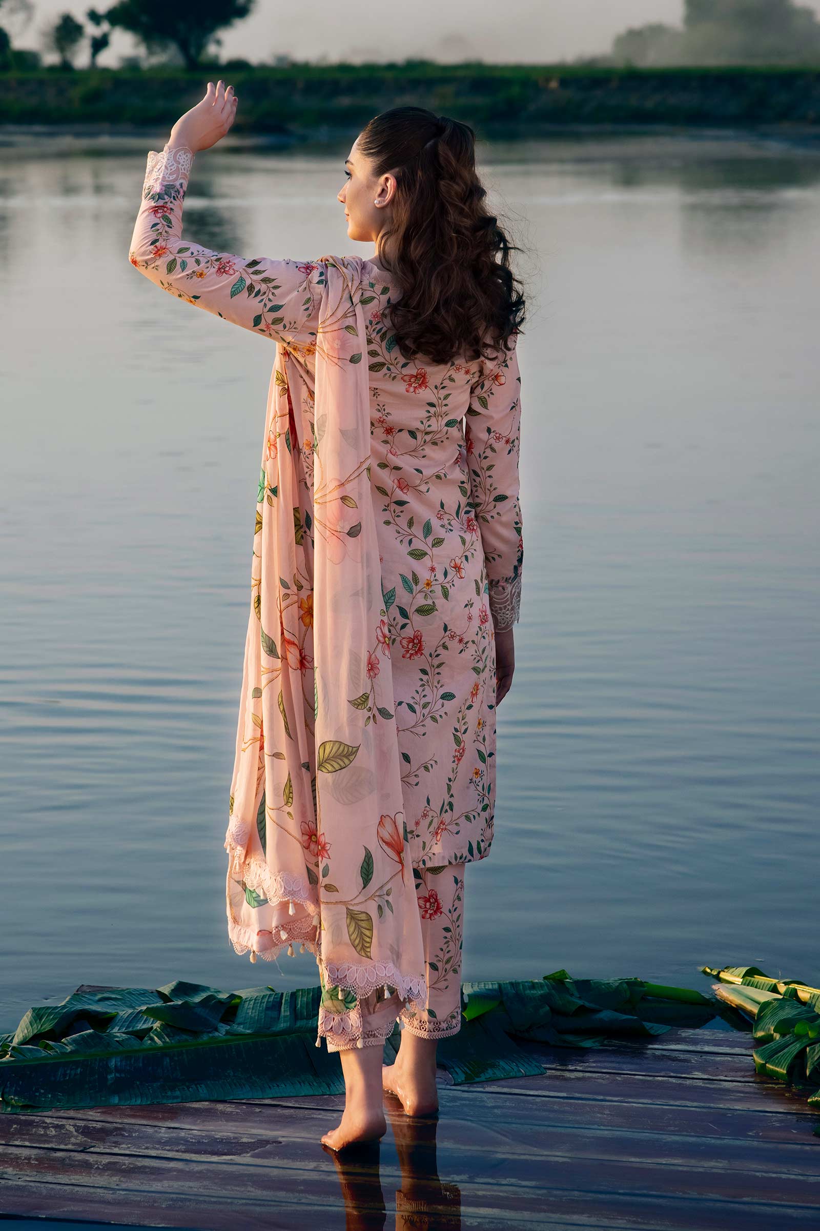 3 Piece Unstitched Embroidered Suit | 406-A - Image 4