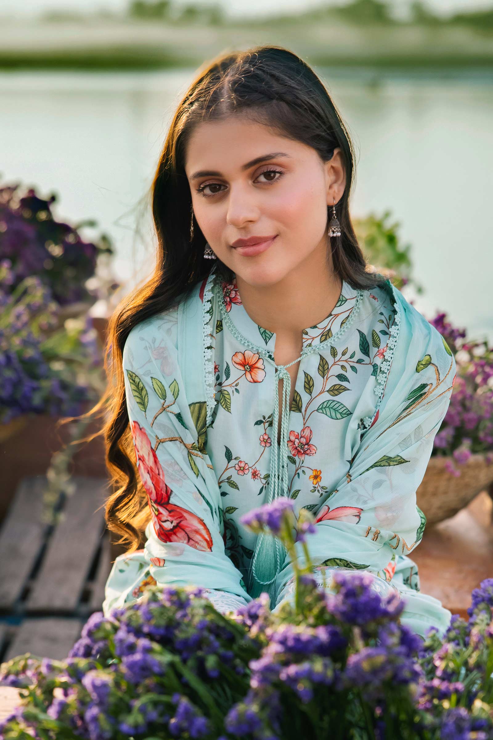 3 Piece Unstitched Embroidered Suit | 406-B - Image 2