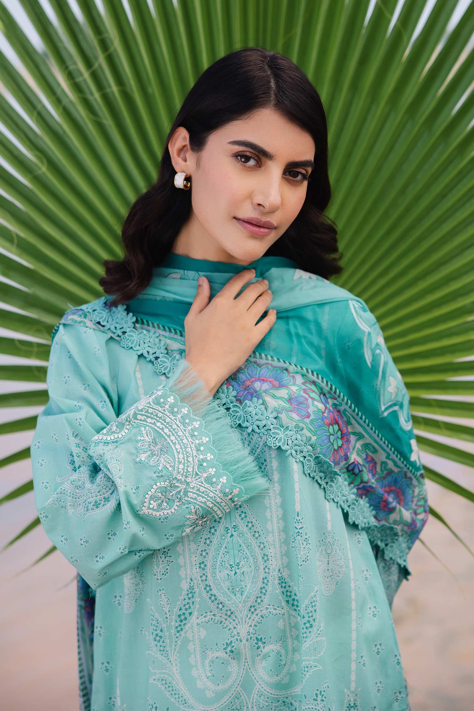 3 Piece Unstitched Embroidered Suit | 408-A - Image 2