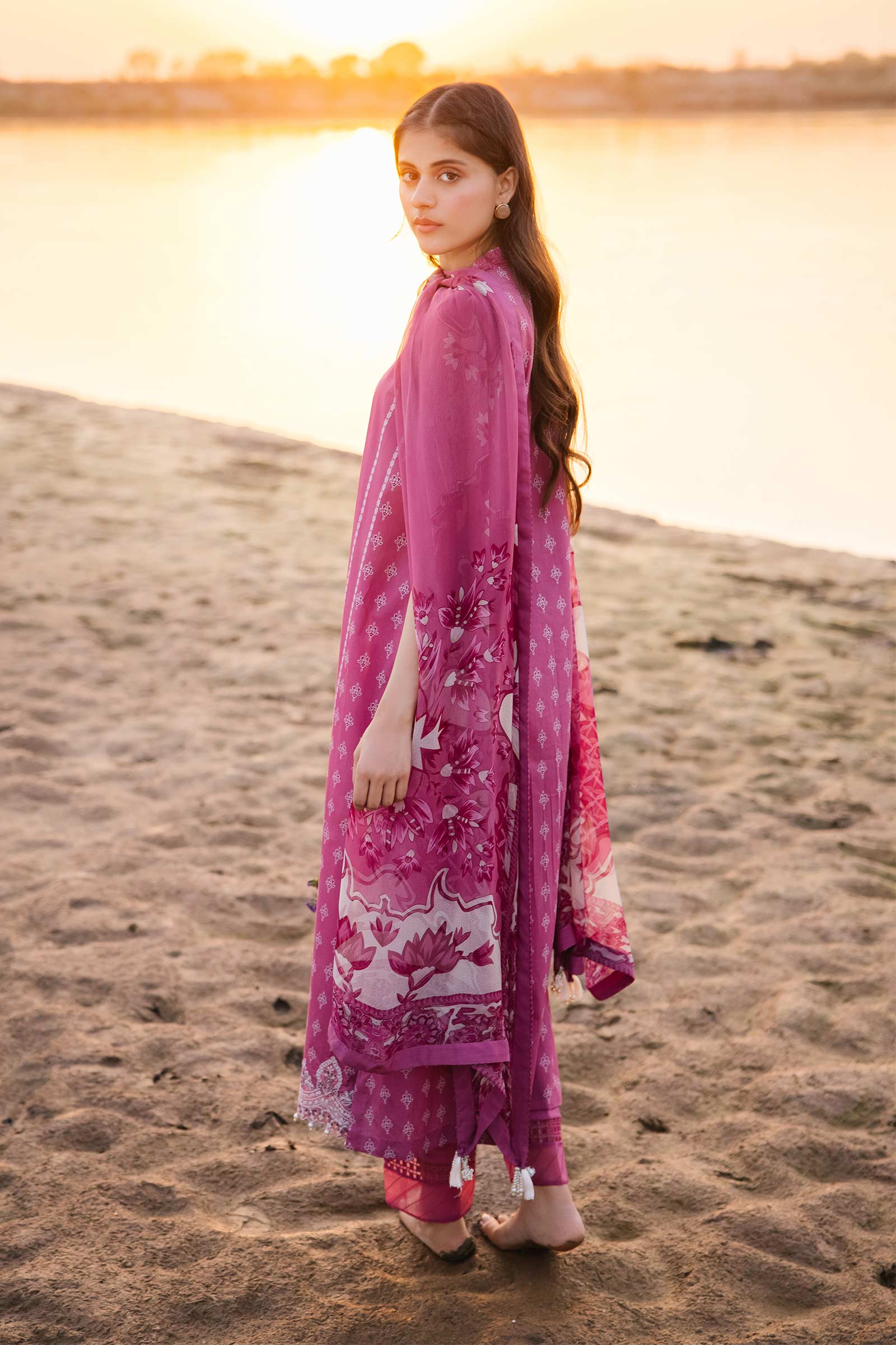 3 Piece Unstitched Embroidered Suit | 408-B - Image 4