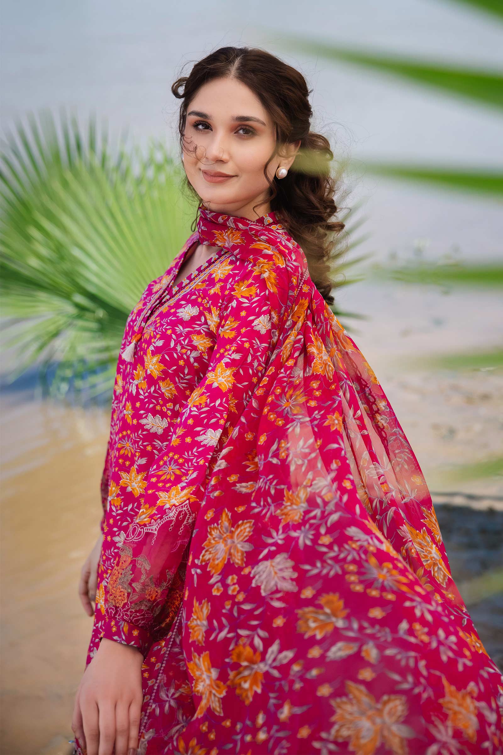 3 Piece Unstitched Embroidered Suit | 409-A - Image 2