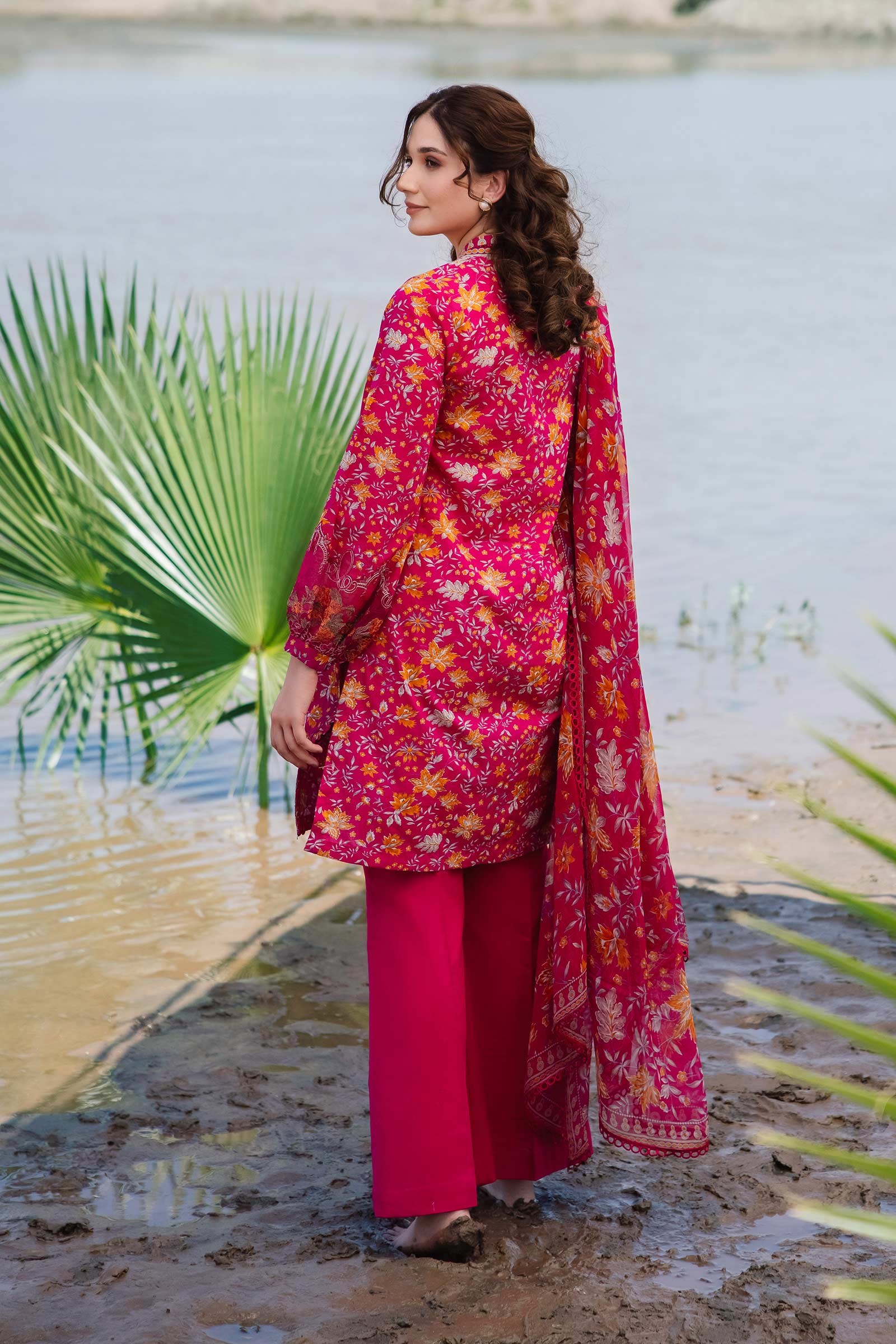3 Piece Unstitched Embroidered Suit | 409-A - Image 3