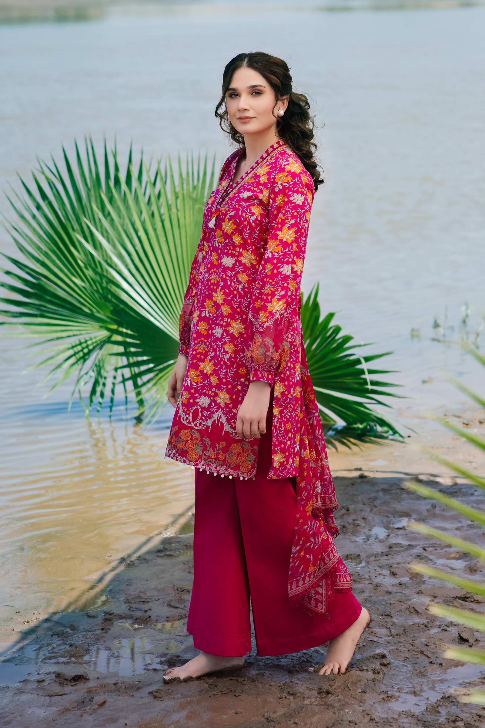 3 Piece Unstitched Embroidered Suit | 409-A - Image 4