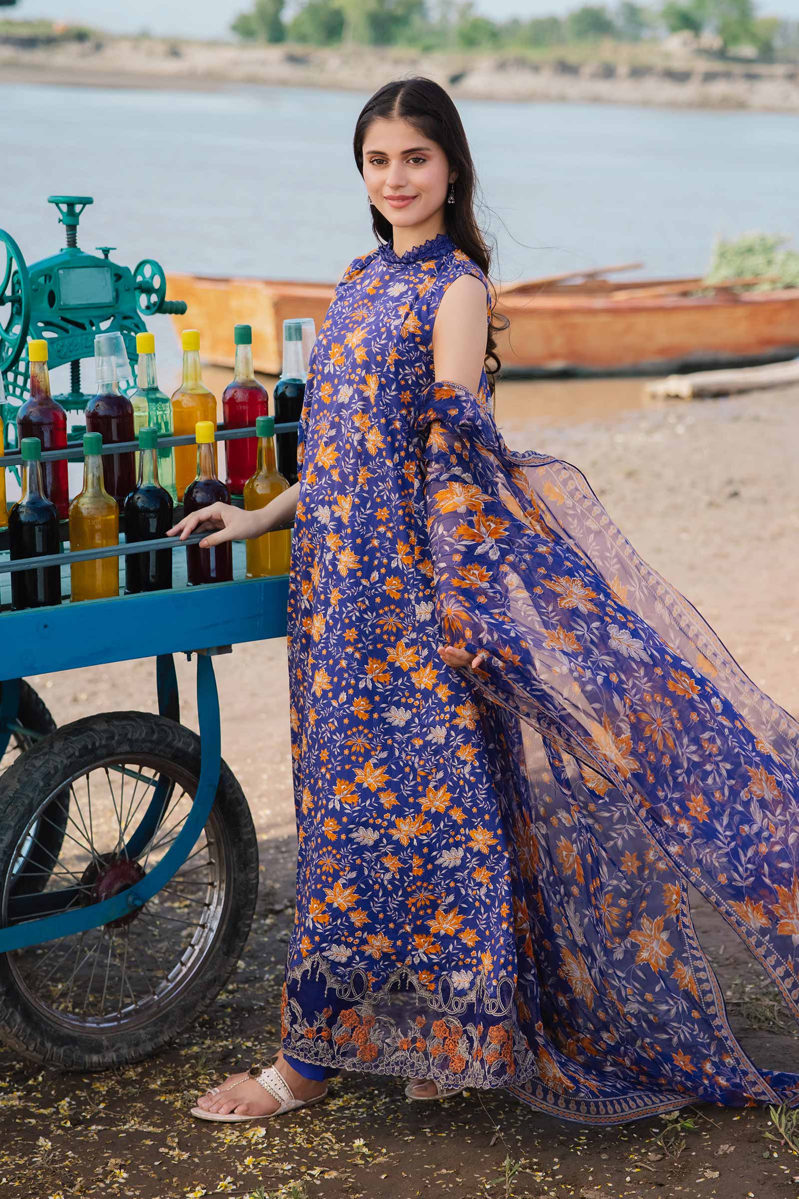 3 Piece Unstitched Embroidered Suit | 409-B - Image 3