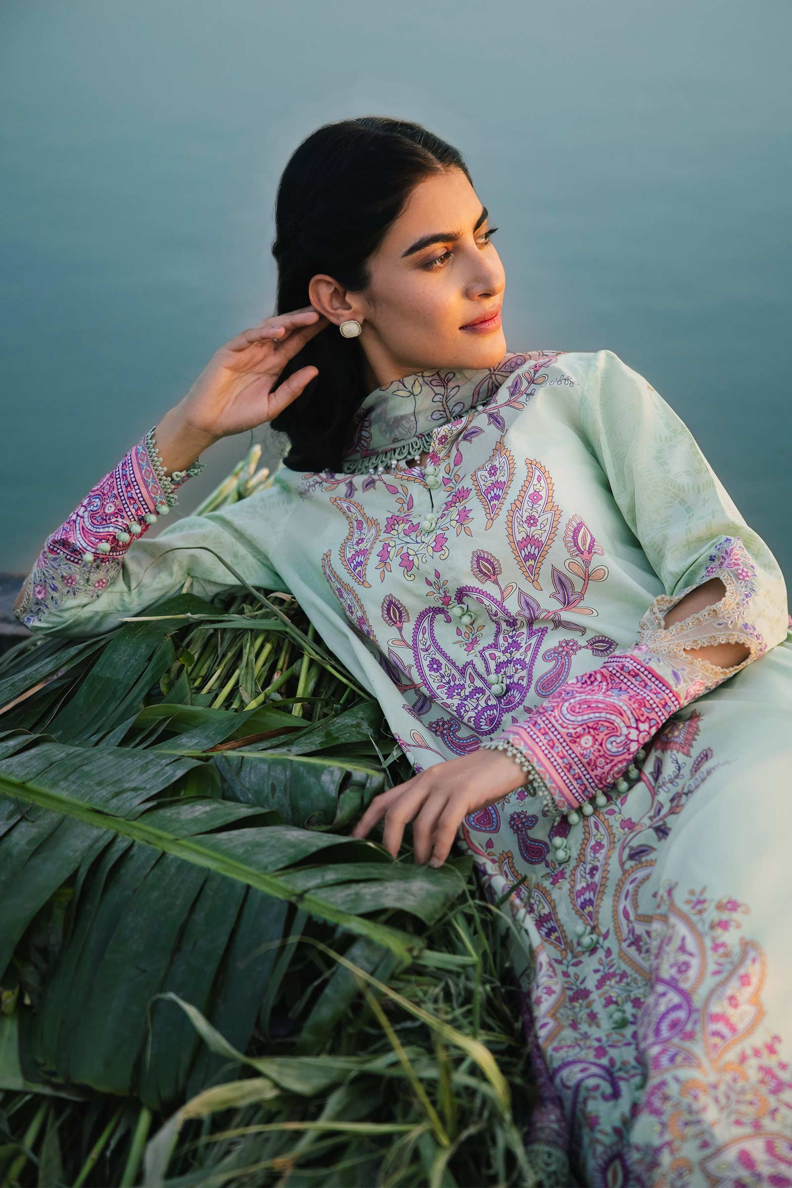 3 Piece Unstitched Embroidered Suit | 410-A - Image 2
