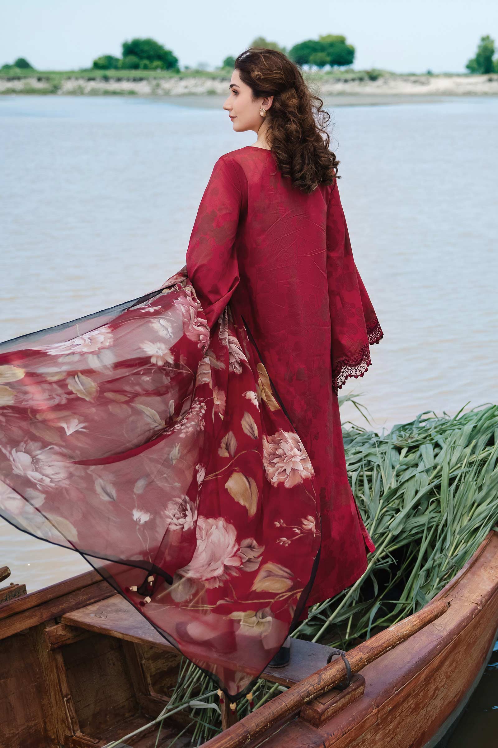 3 Piece Unstitched Embroidered Suit | 411-A - Image 4