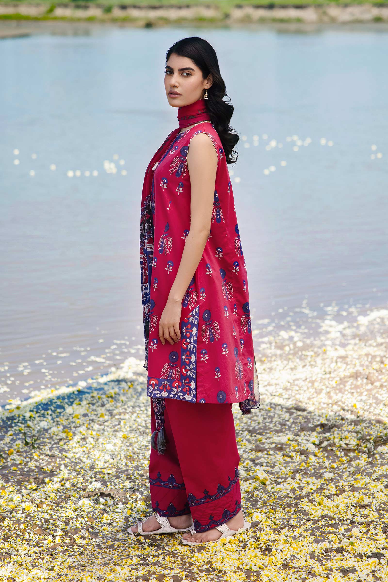 3 Piece Unstitched Embroidered Suit | 412-B - Image 3