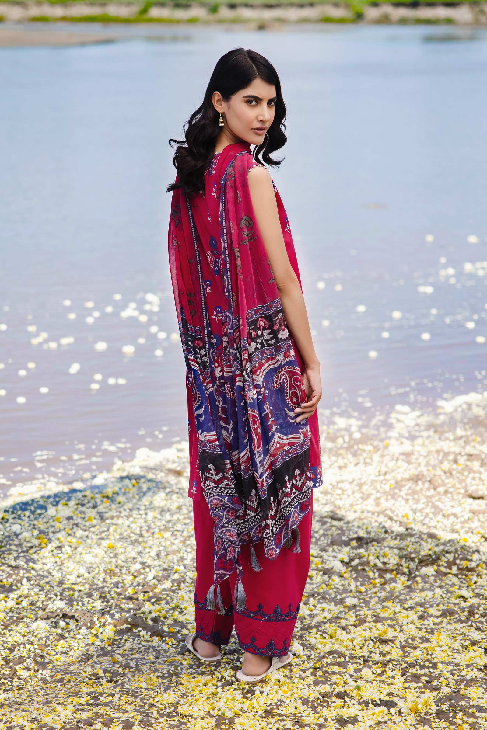 3 Piece Unstitched Embroidered Suit | 412-B - Image 4