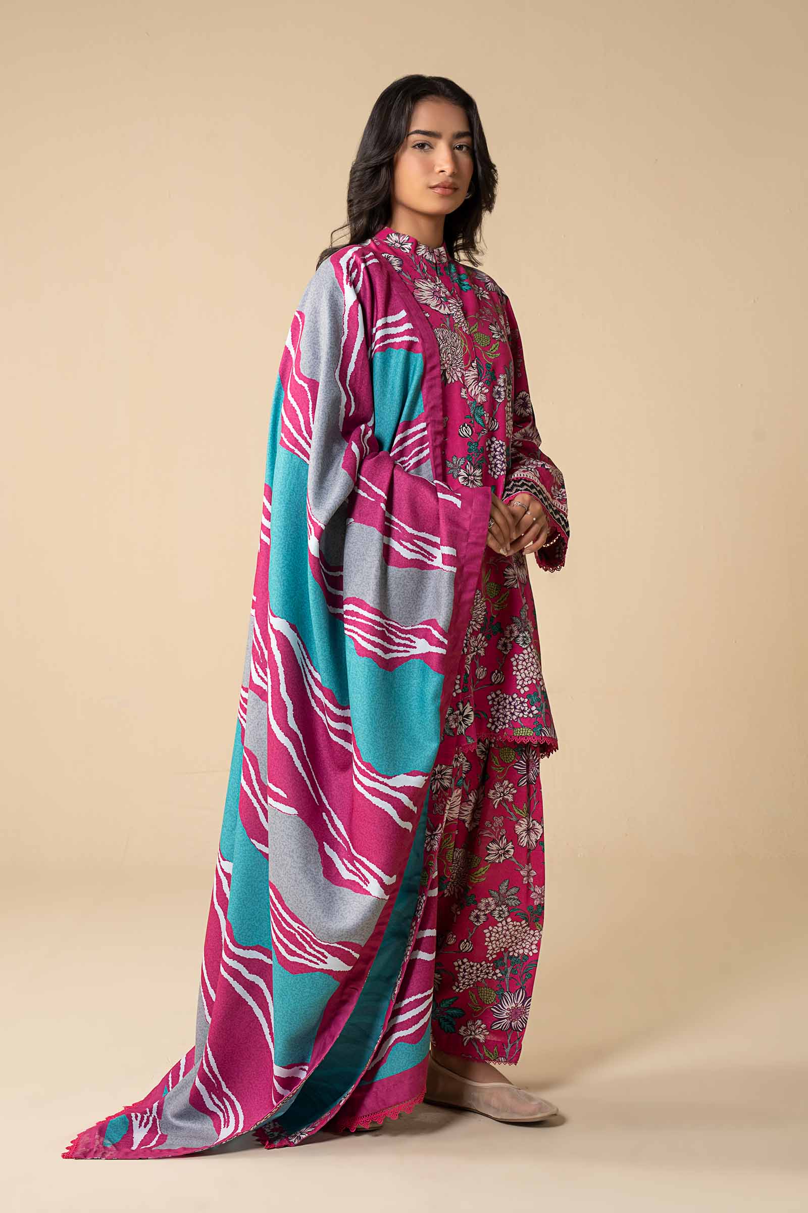 3 Pc Embroidered Khaddar Suit - Image 6