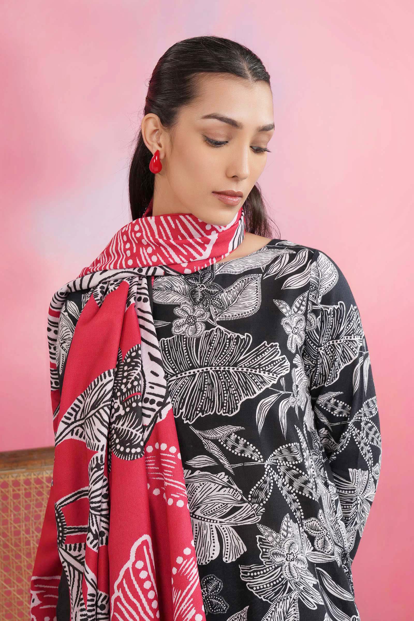 3 Pc Embroidered Khaddar Suit - Image 3