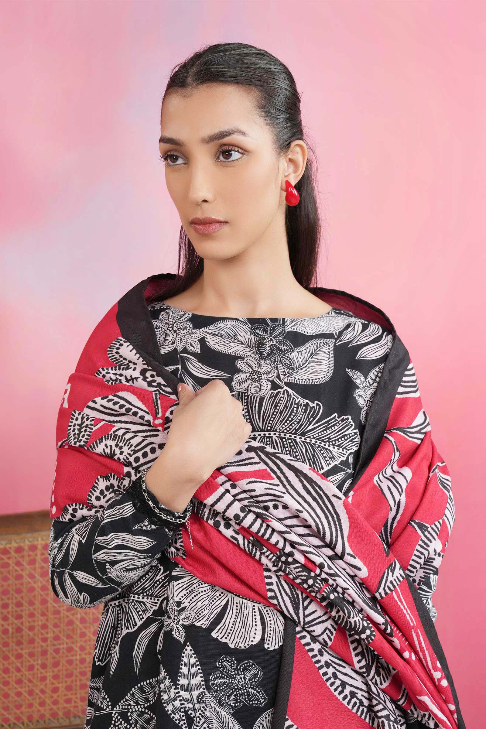 3 Pc Embroidered Khaddar Suit - Image 4