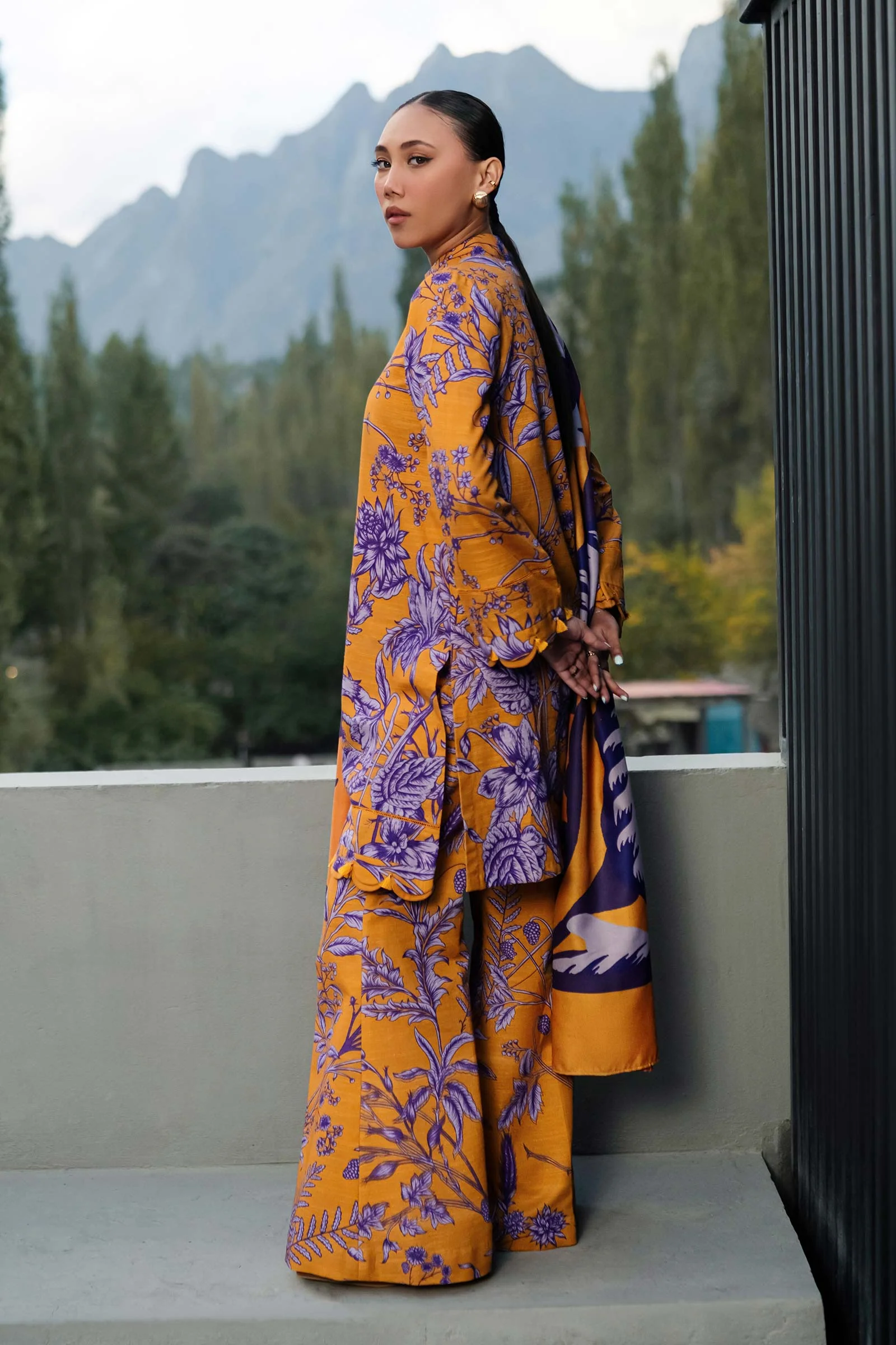 3 Pc Unstitched Printed Khaddar Suit | 501-A - Image 5