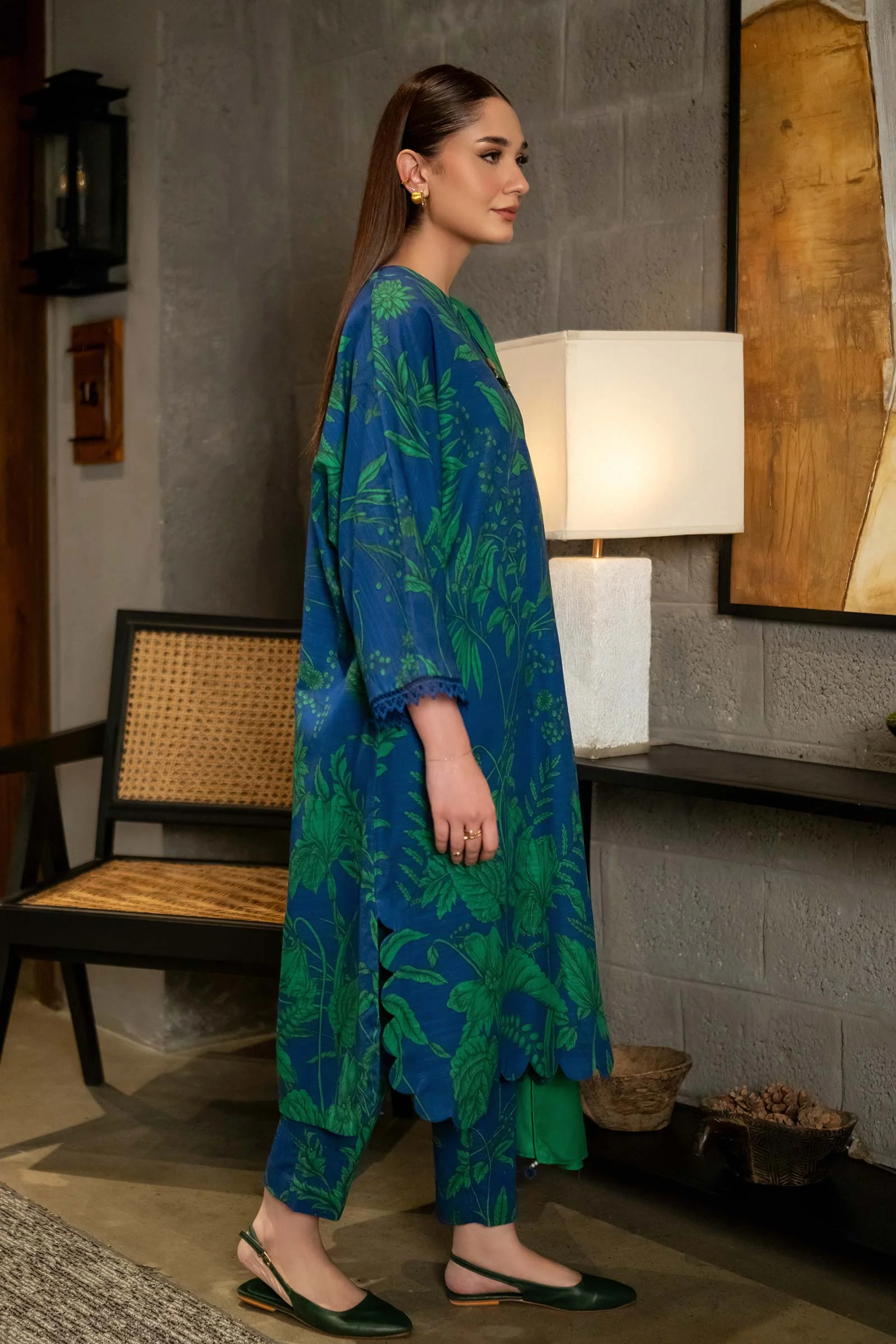 3 Pc Unstitched Printed Khaddar Suit | 501-B - Image 5