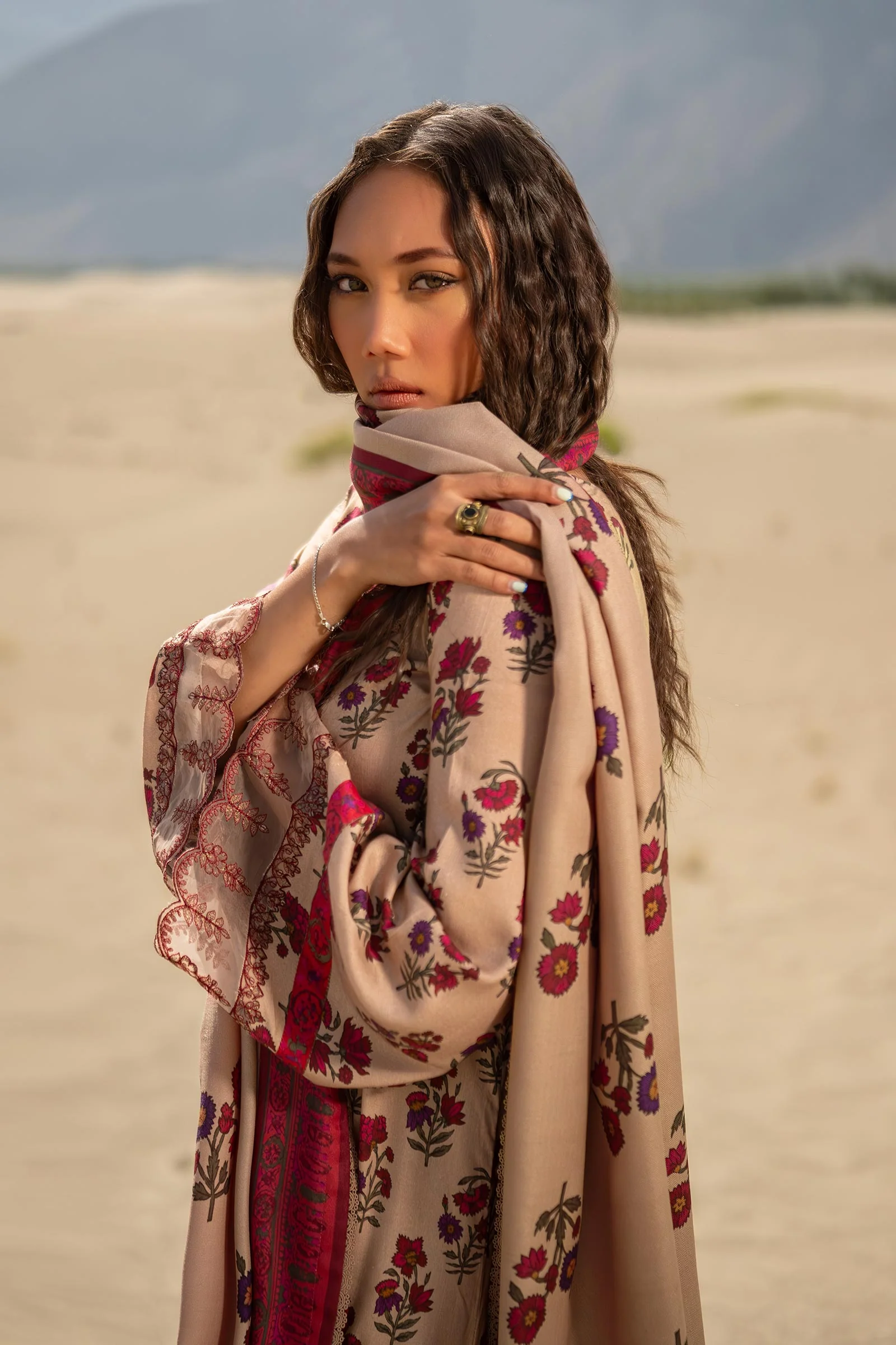 3 Pc Unstitched Printed Linen Suit | 502-A - Image 2