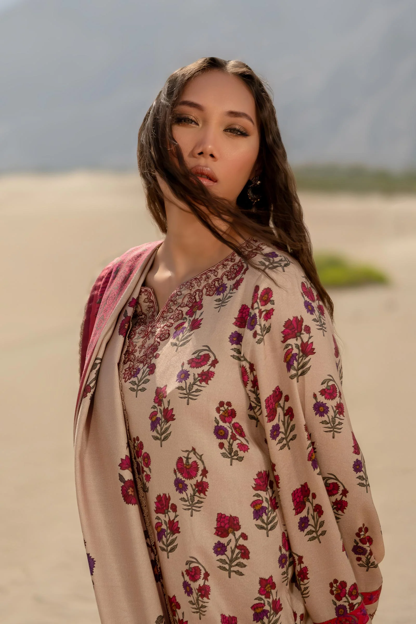 3 Pc Unstitched Printed Linen Suit | 502-A - Image 3