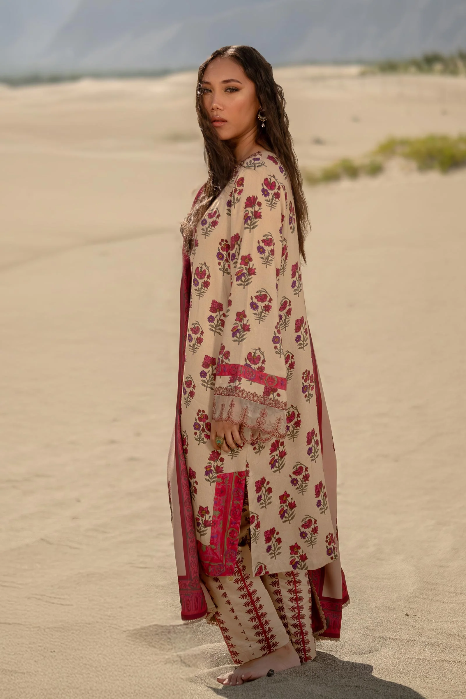 3 Pc Unstitched Printed Linen Suit | 502-A - Image 5