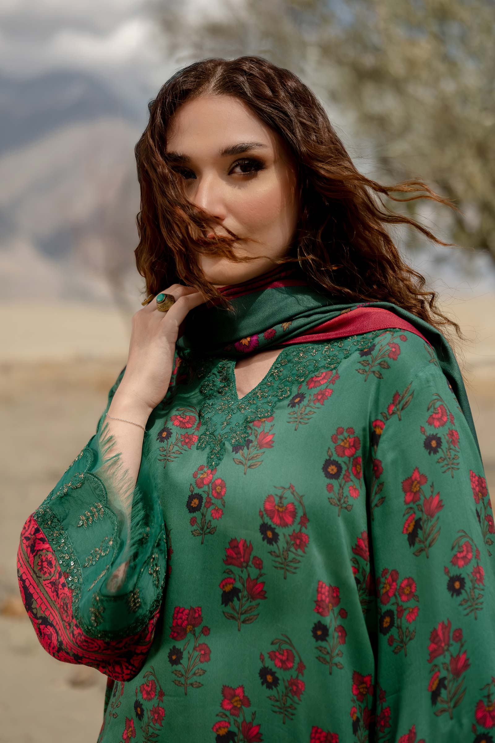 3 Pc Unstitched Printed Linen Suit | 502-B - Image 4