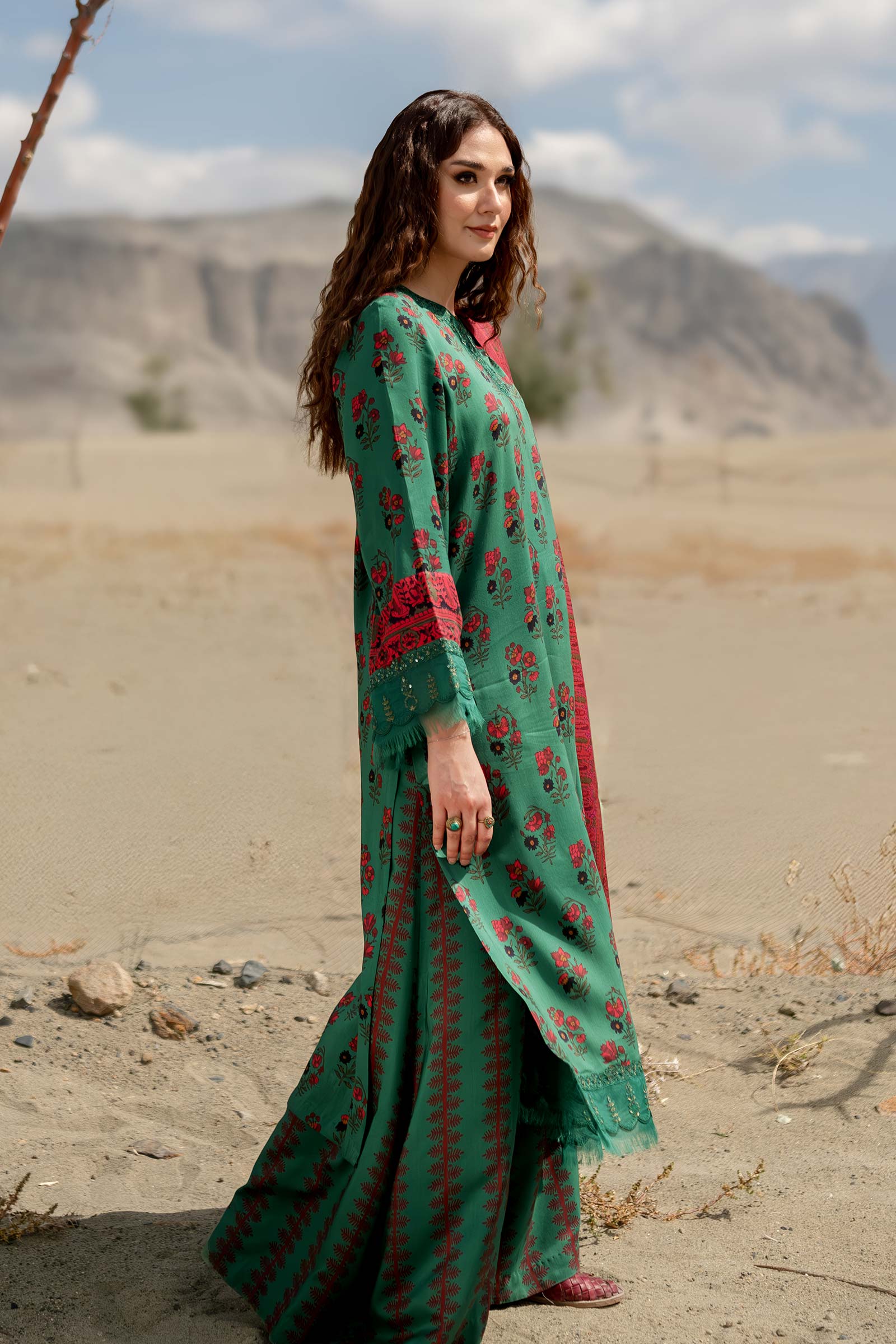 3 Pc Unstitched Printed Linen Suit | 502-B - Image 5
