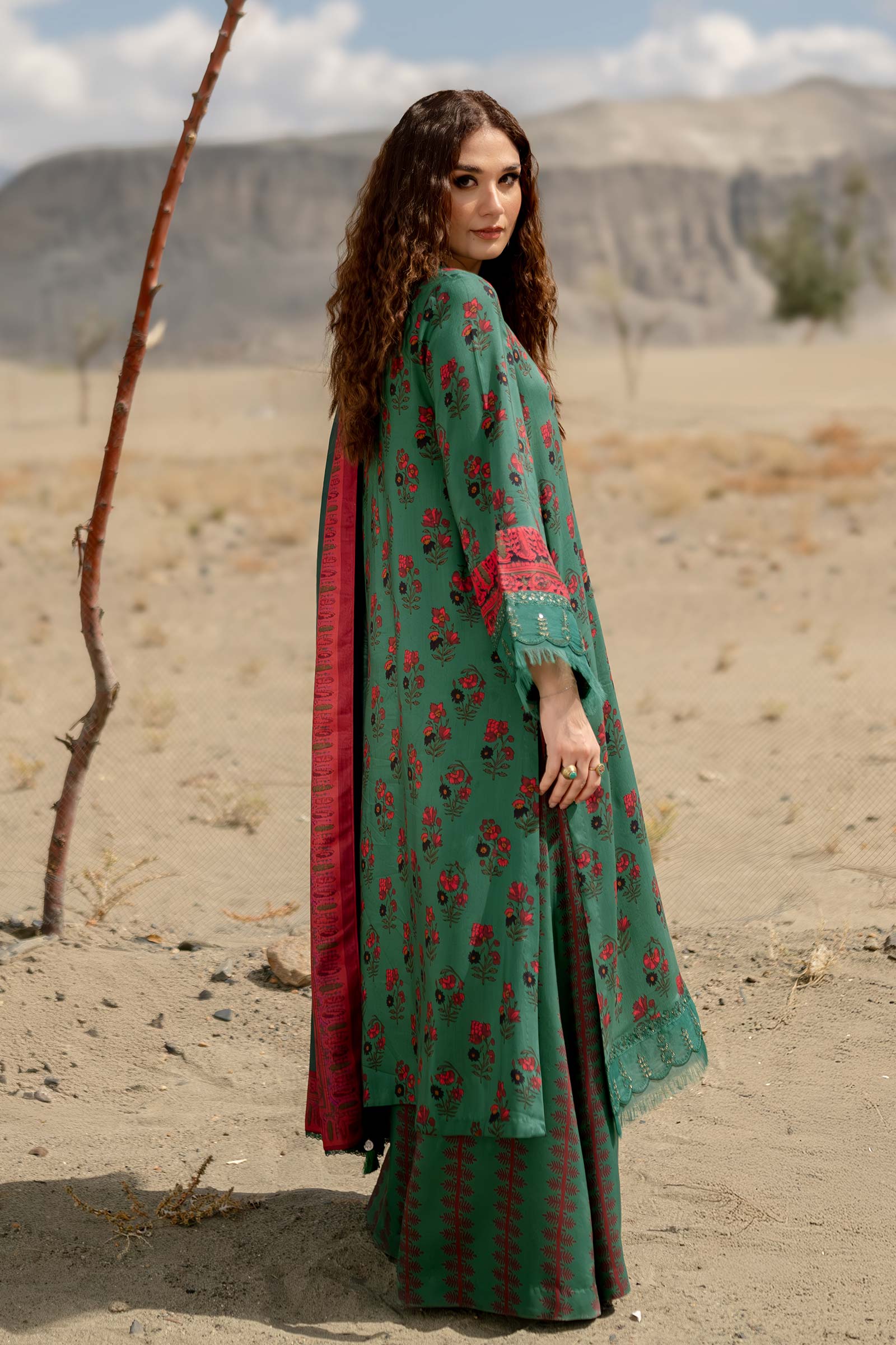 3 Pc Unstitched Printed Linen Suit | 502-B - Image 6