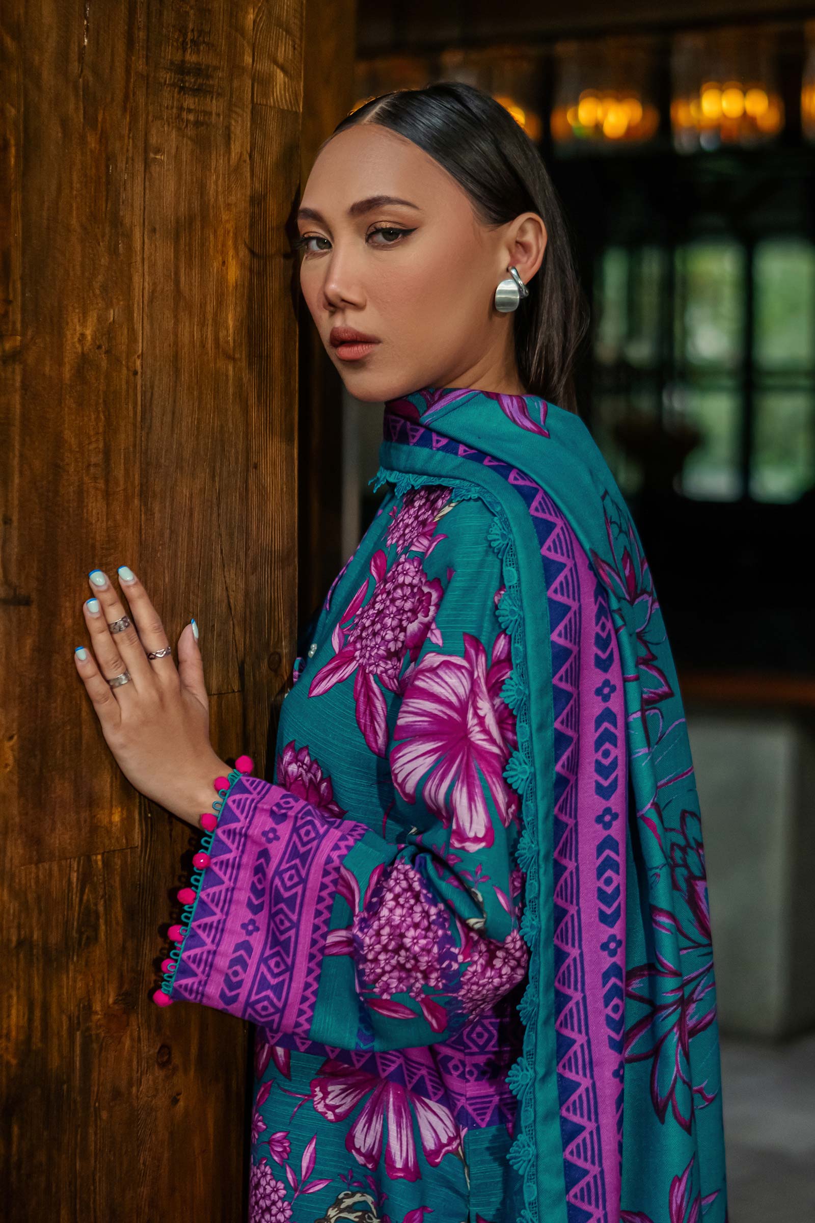 3 Pc Unstitched Printed Khaddar Suit | 503-B - Image 2