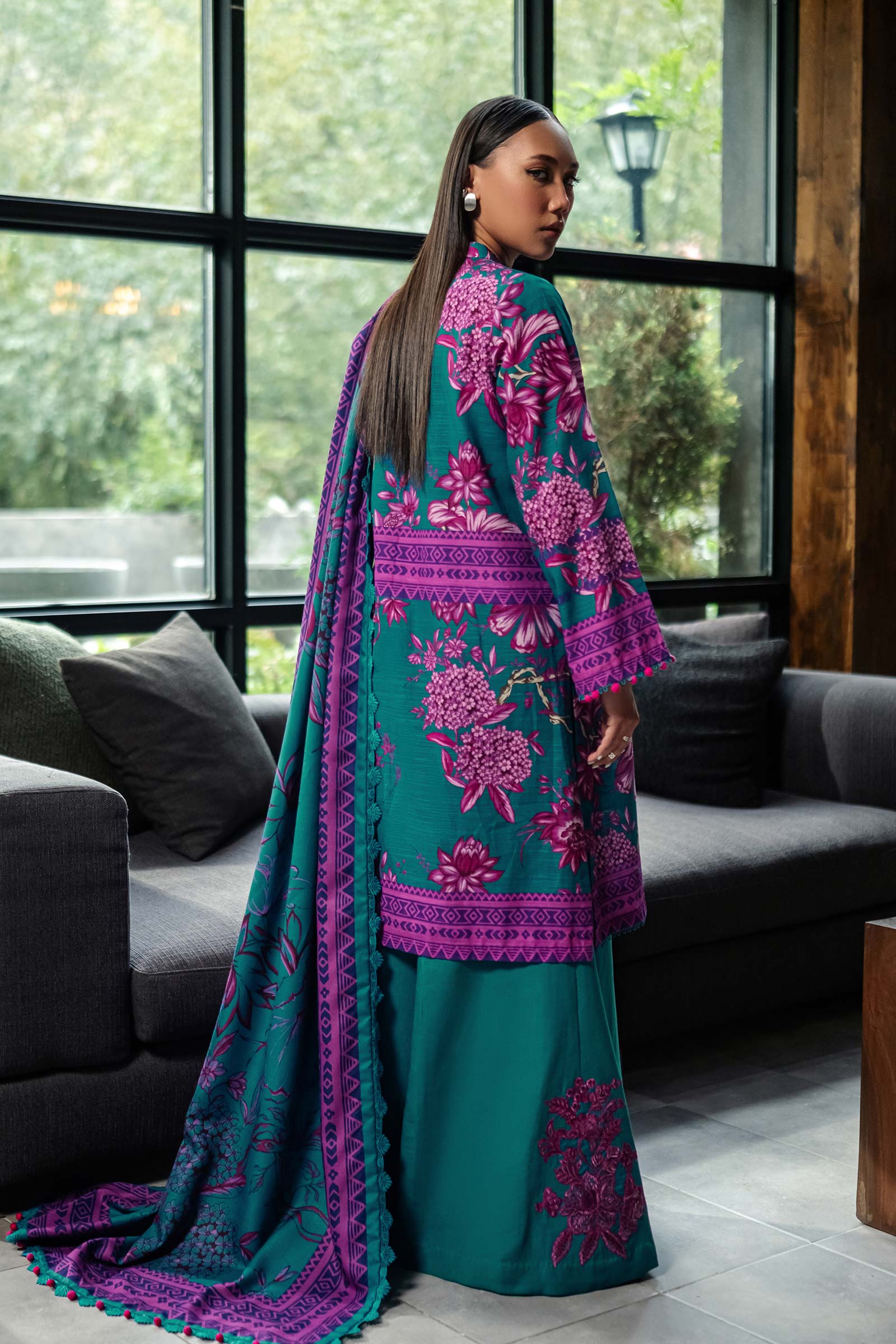 3 Pc Unstitched Printed Khaddar Suit | 503-B - Image 6